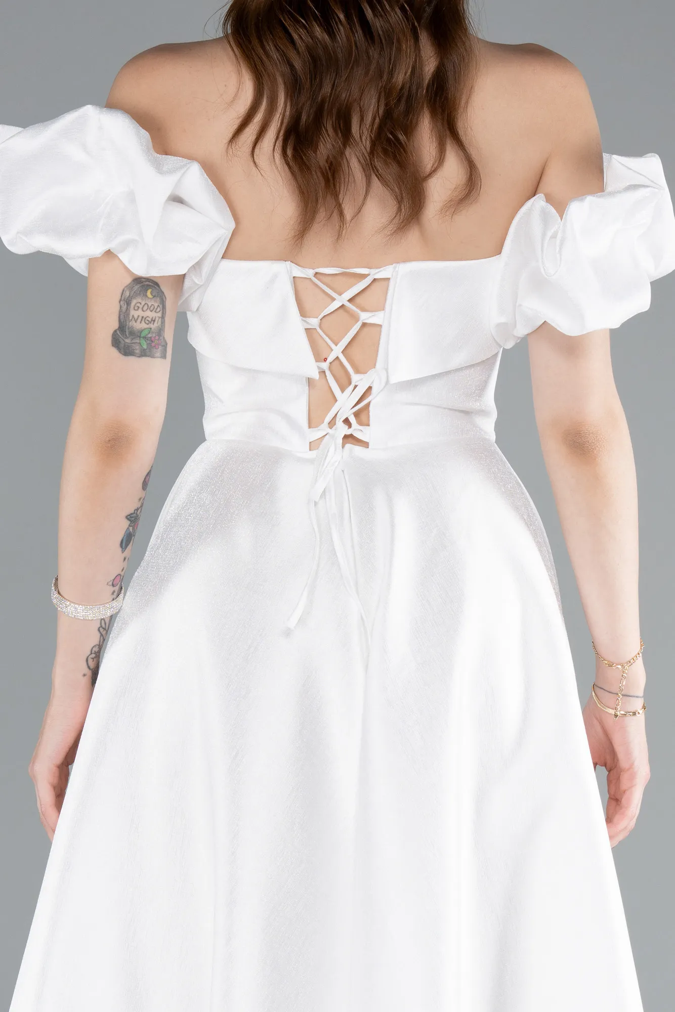 Ecru-Long Evening Dress ABU4983