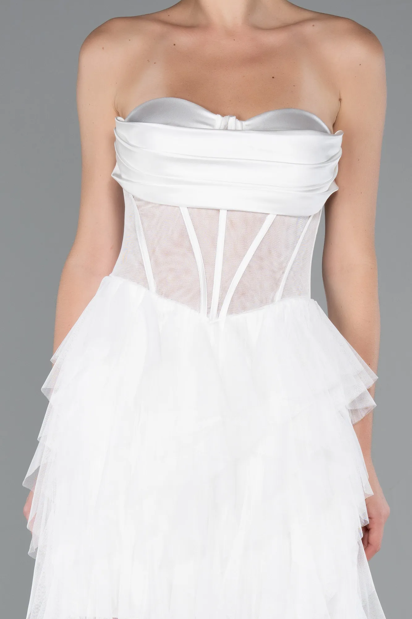 Ecru-Long Evening Dress ABU5071