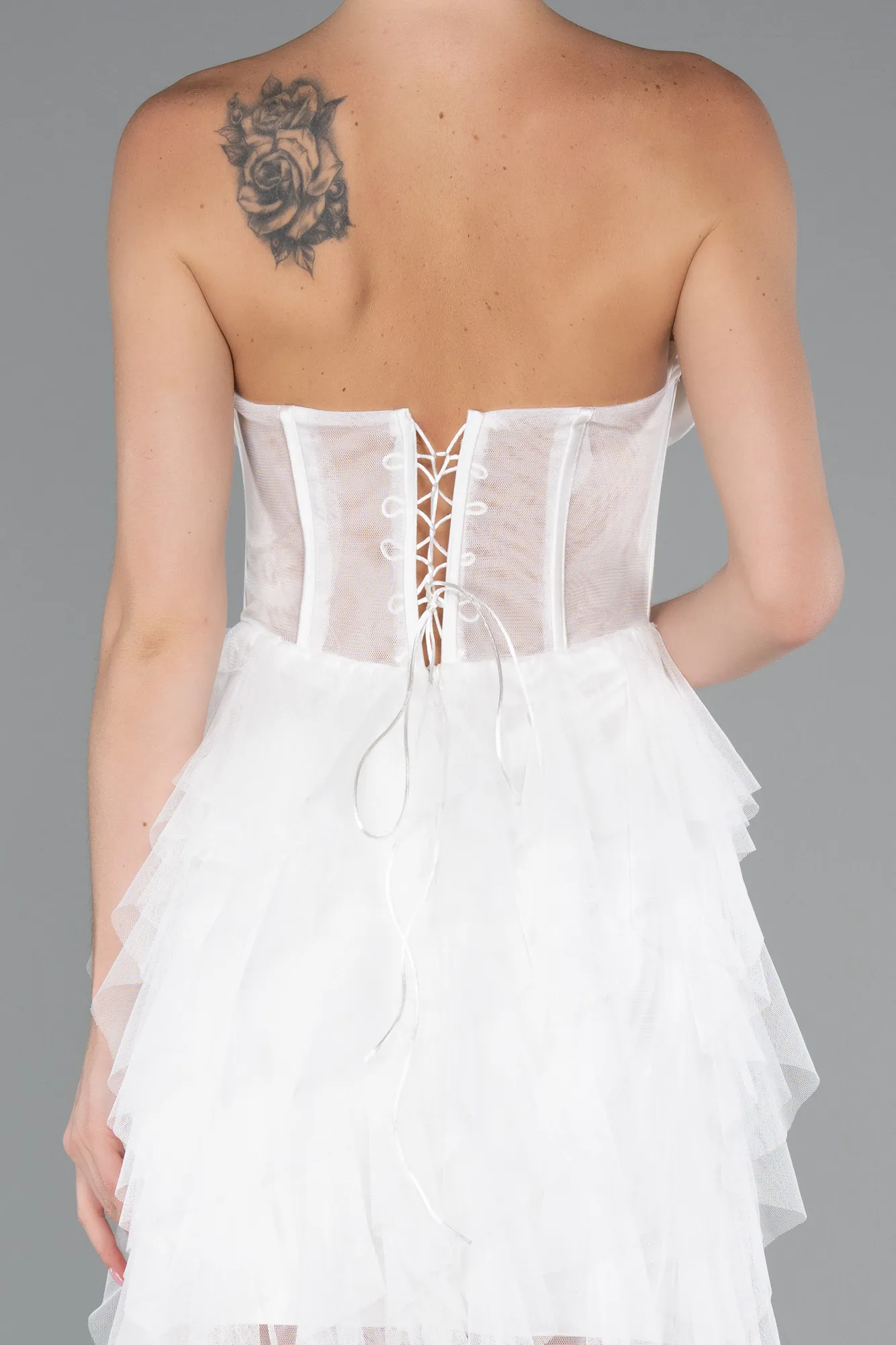 Ecru-Long Evening Dress ABU5071