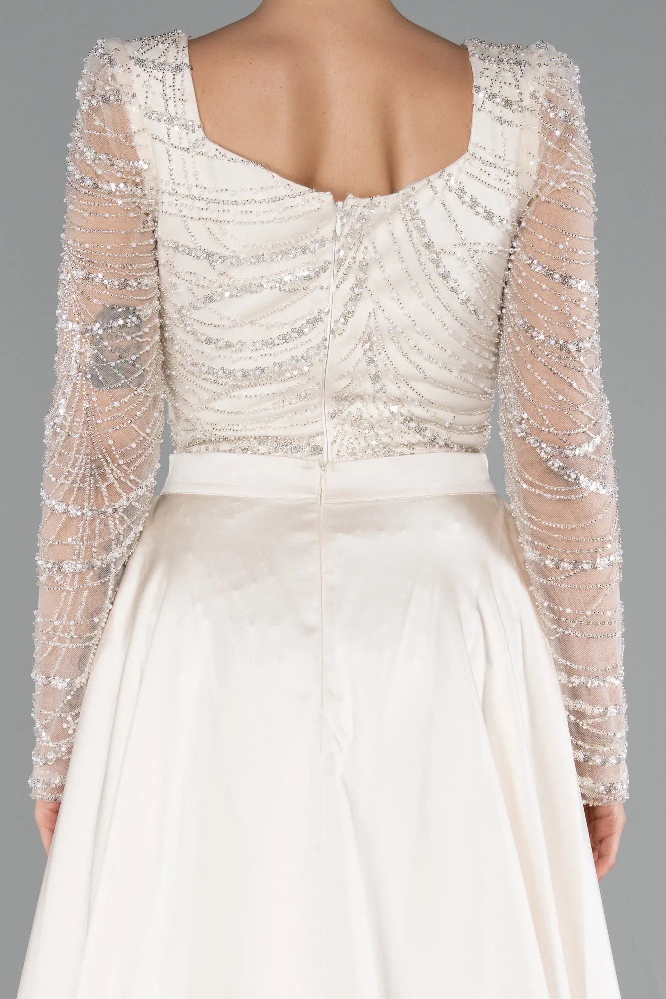 Ecru-Long Evening Dress ABU5107