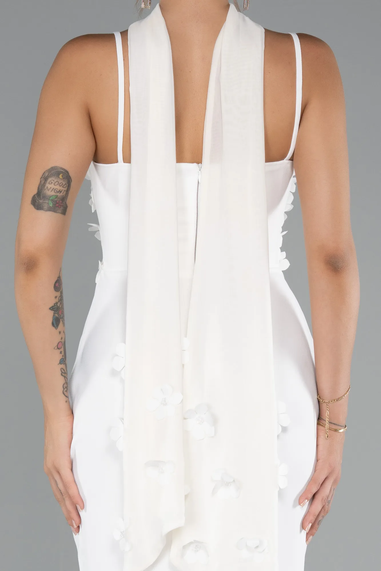 Ecru-Long Evening Dress ABU5181