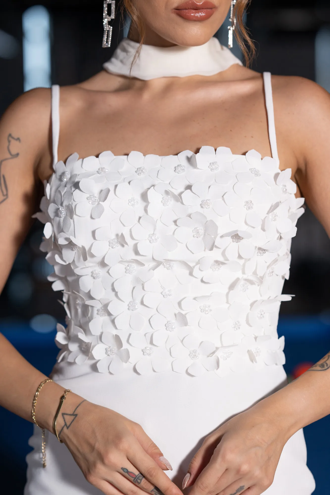 Ecru-Long Evening Dress ABU5181