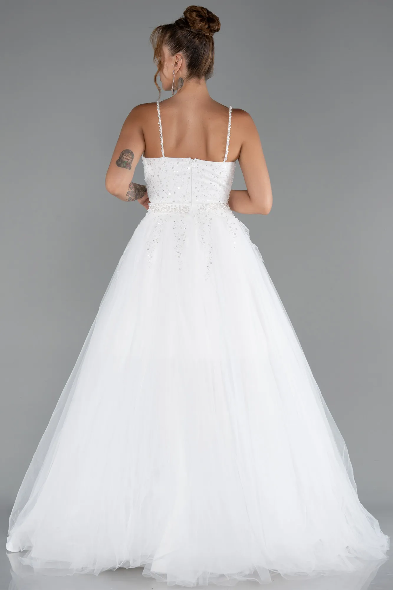 Ecru-Long Evening Dress ABU5279