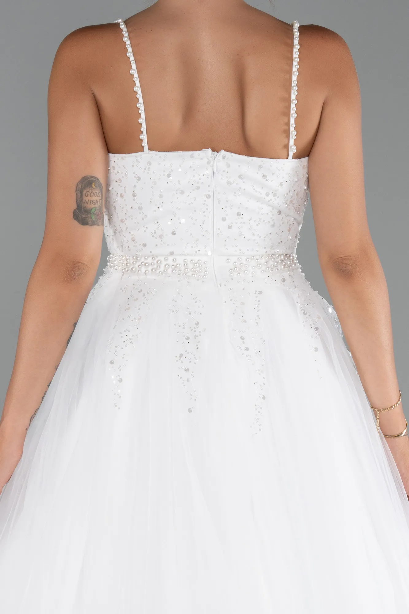 Ecru-Long Evening Dress ABU5279