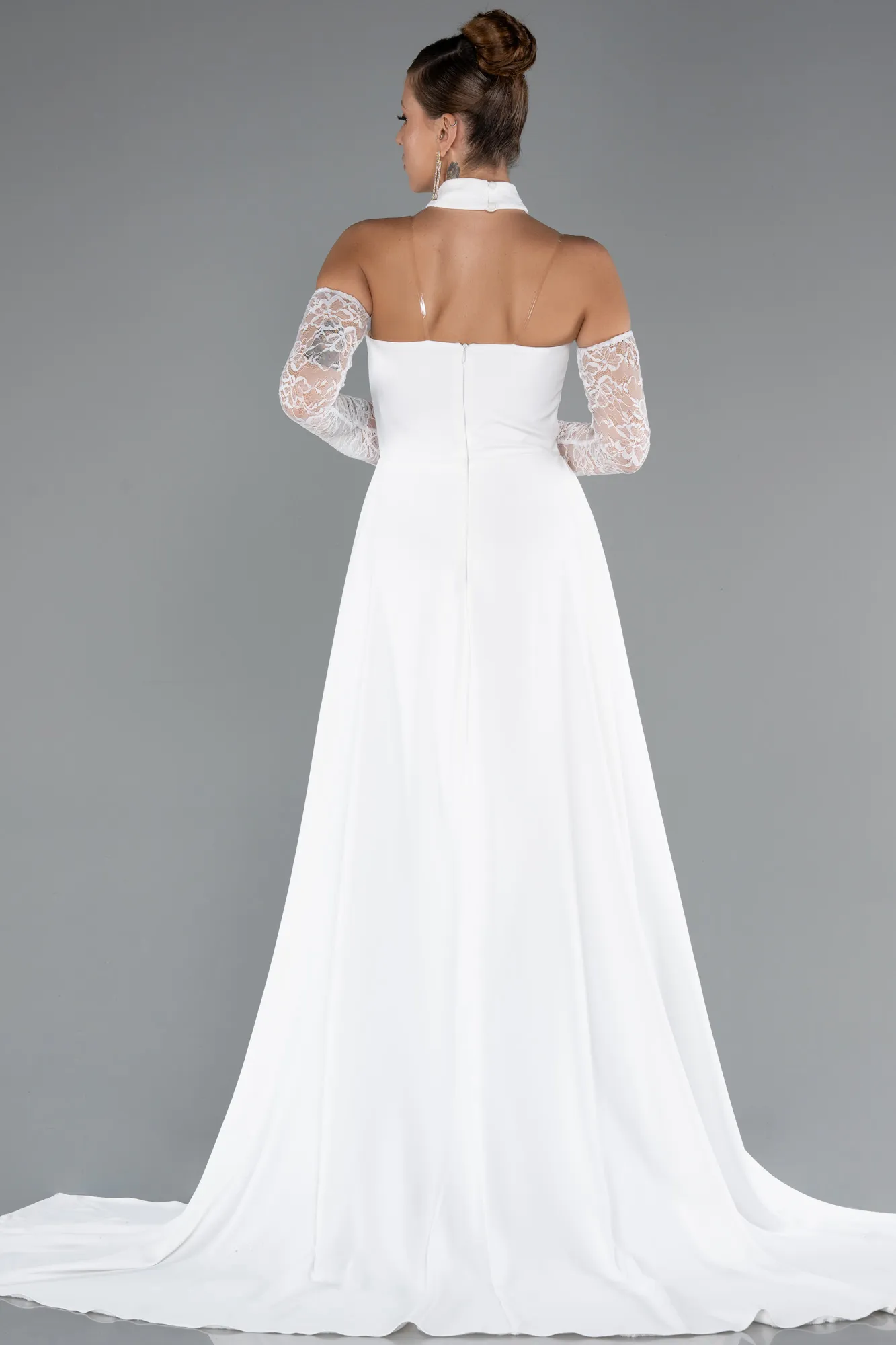 Ecru-Long Evening Dress ABU5355