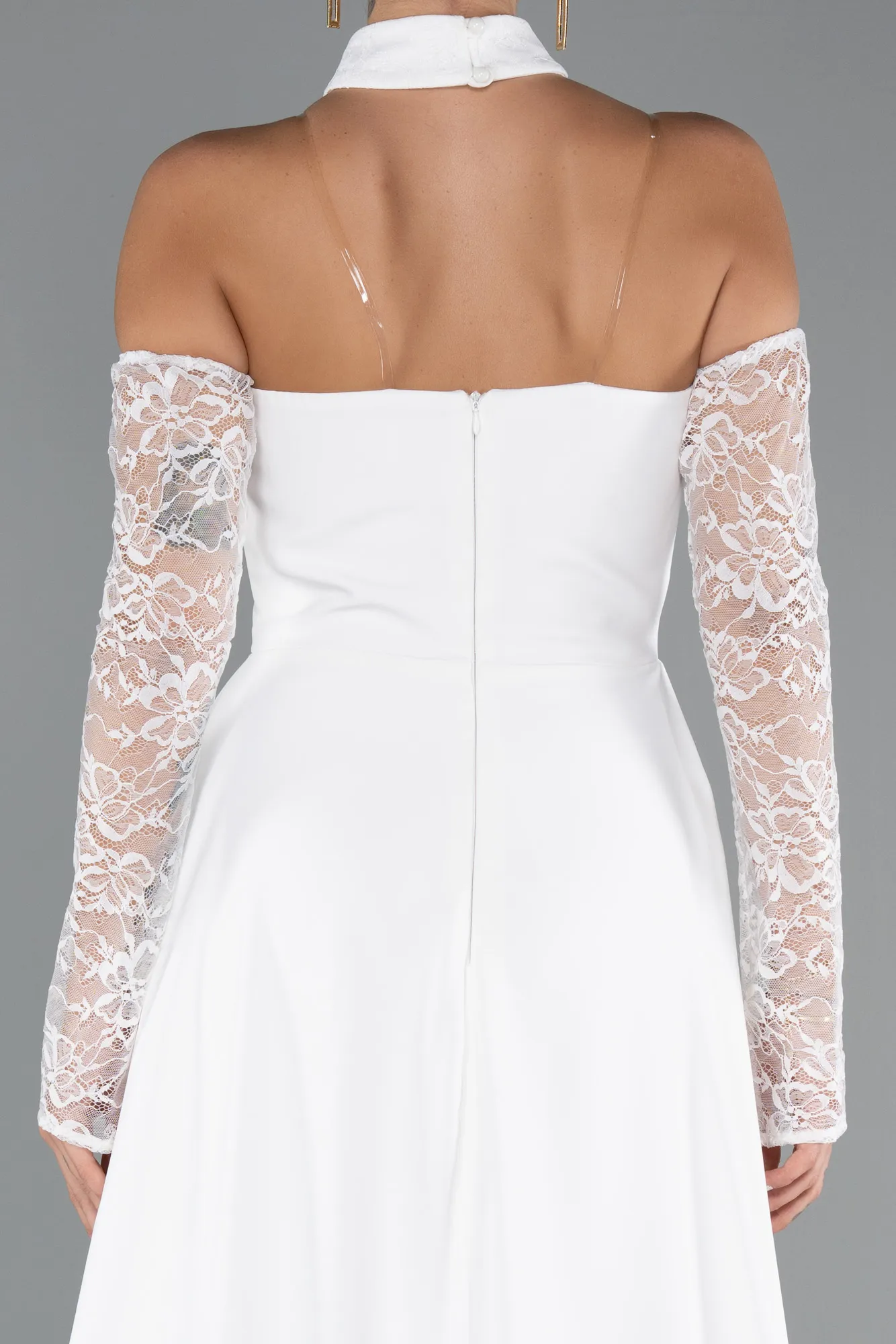 Ecru-Long Evening Dress ABU5355