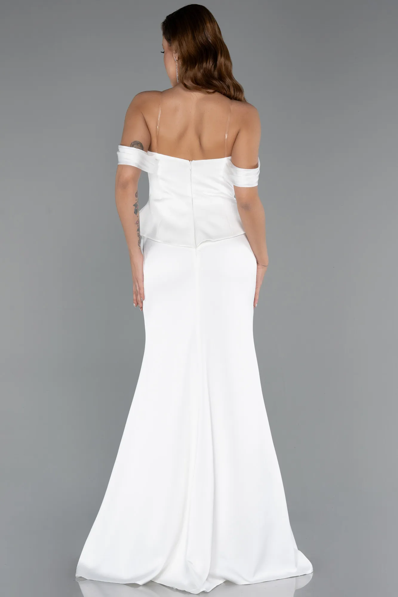 Ecru-Long Evening Dress ABU5405