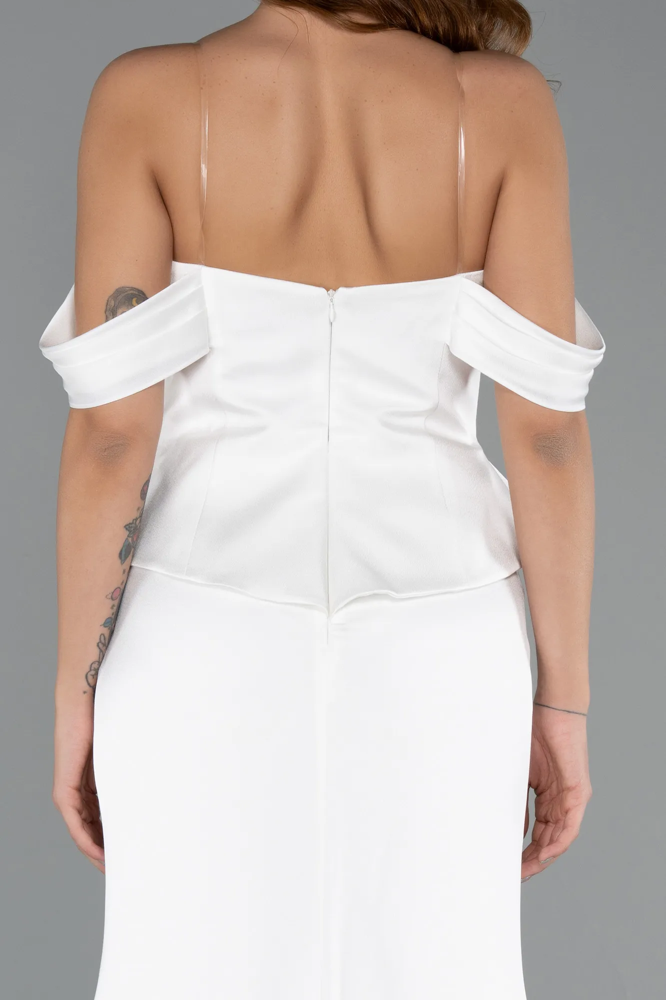 Ecru-Long Evening Dress ABU5405