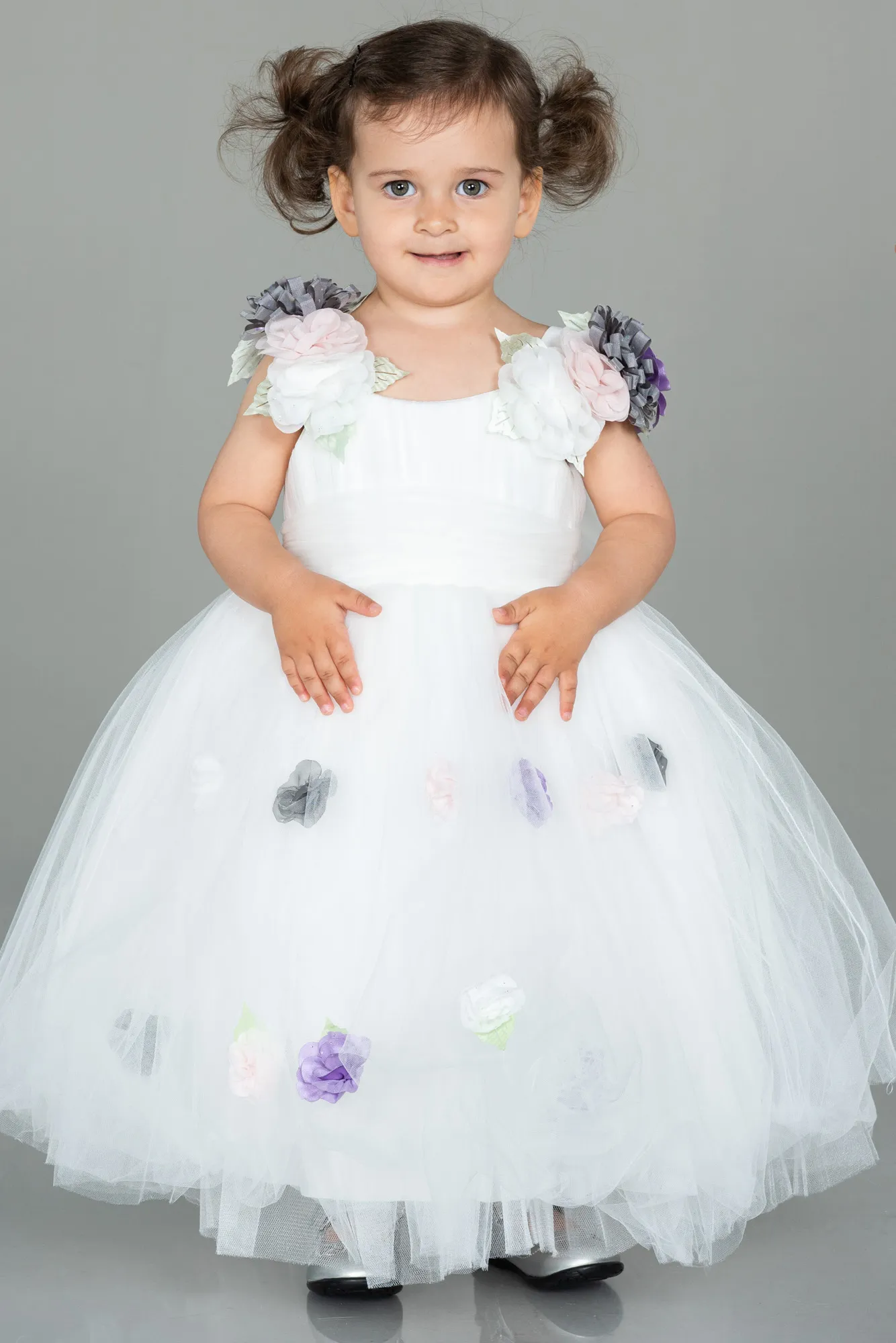 Ecru-Long Girl Dress ABU3039