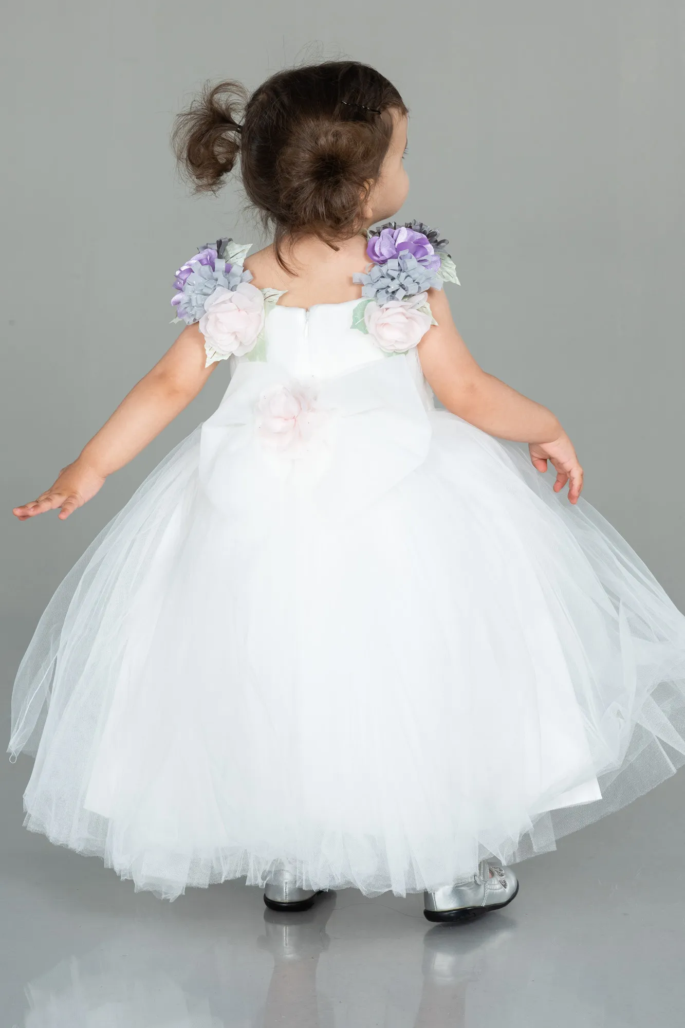 Ecru-Long Girl Dress ABU3039