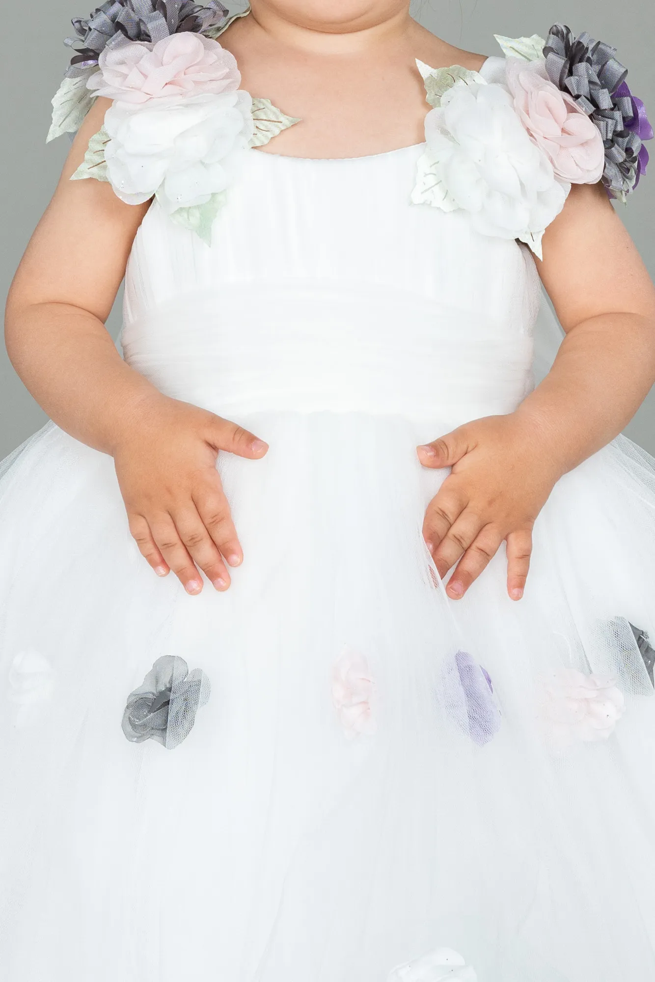 Ecru-Long Girl Dress ABU3039