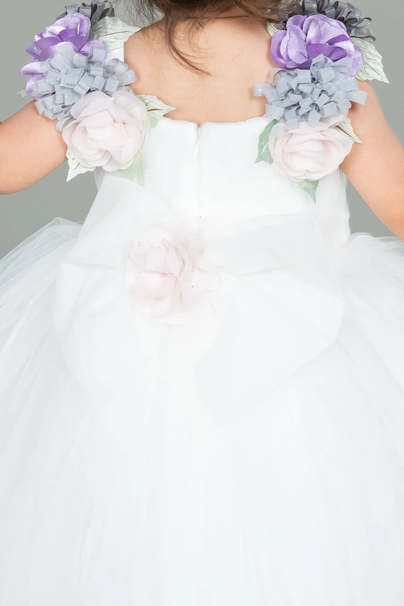 Ecru-Long Girl Dress ABU3039