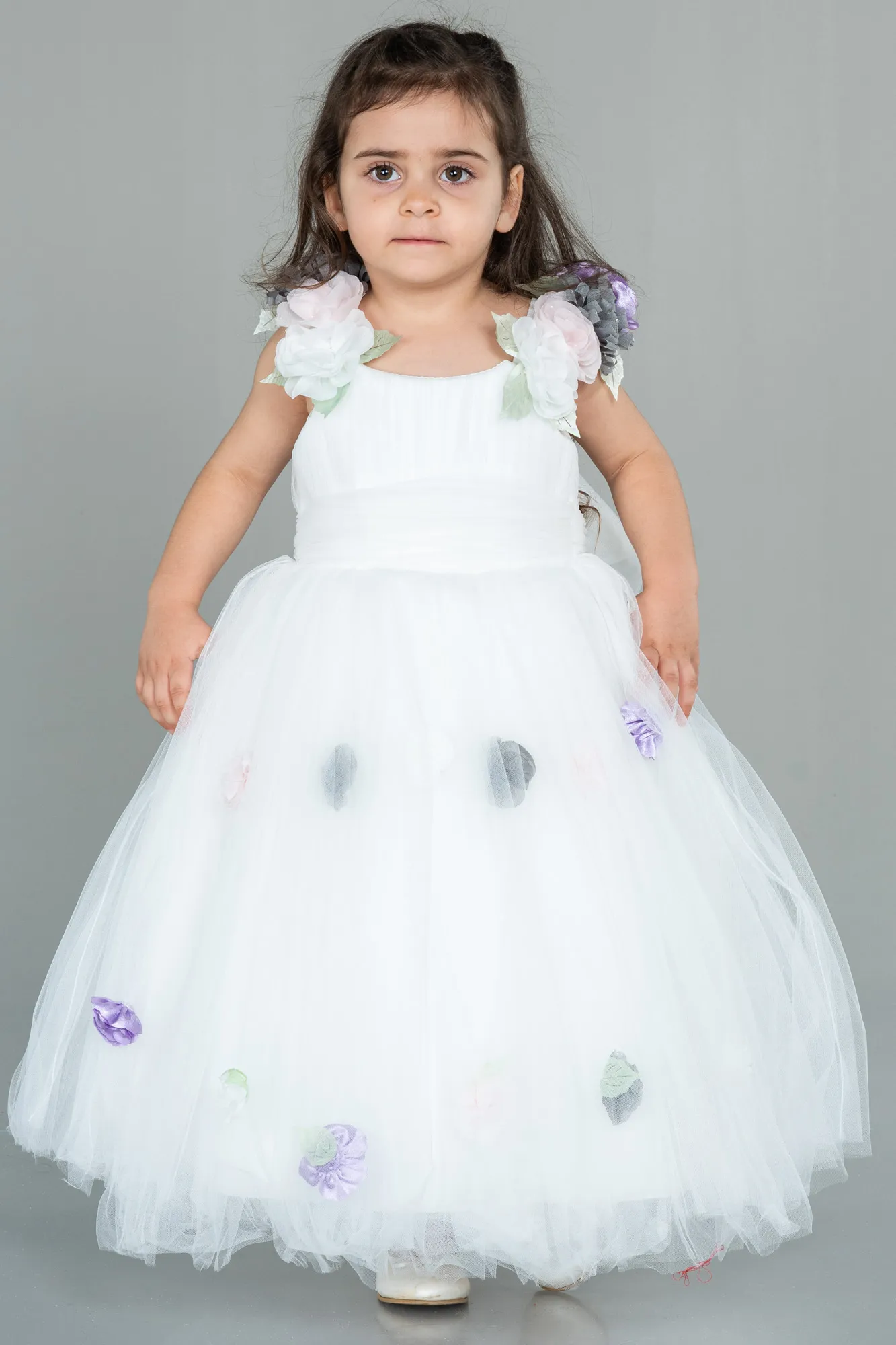 Ecru-Long Girl Dress ABU3039