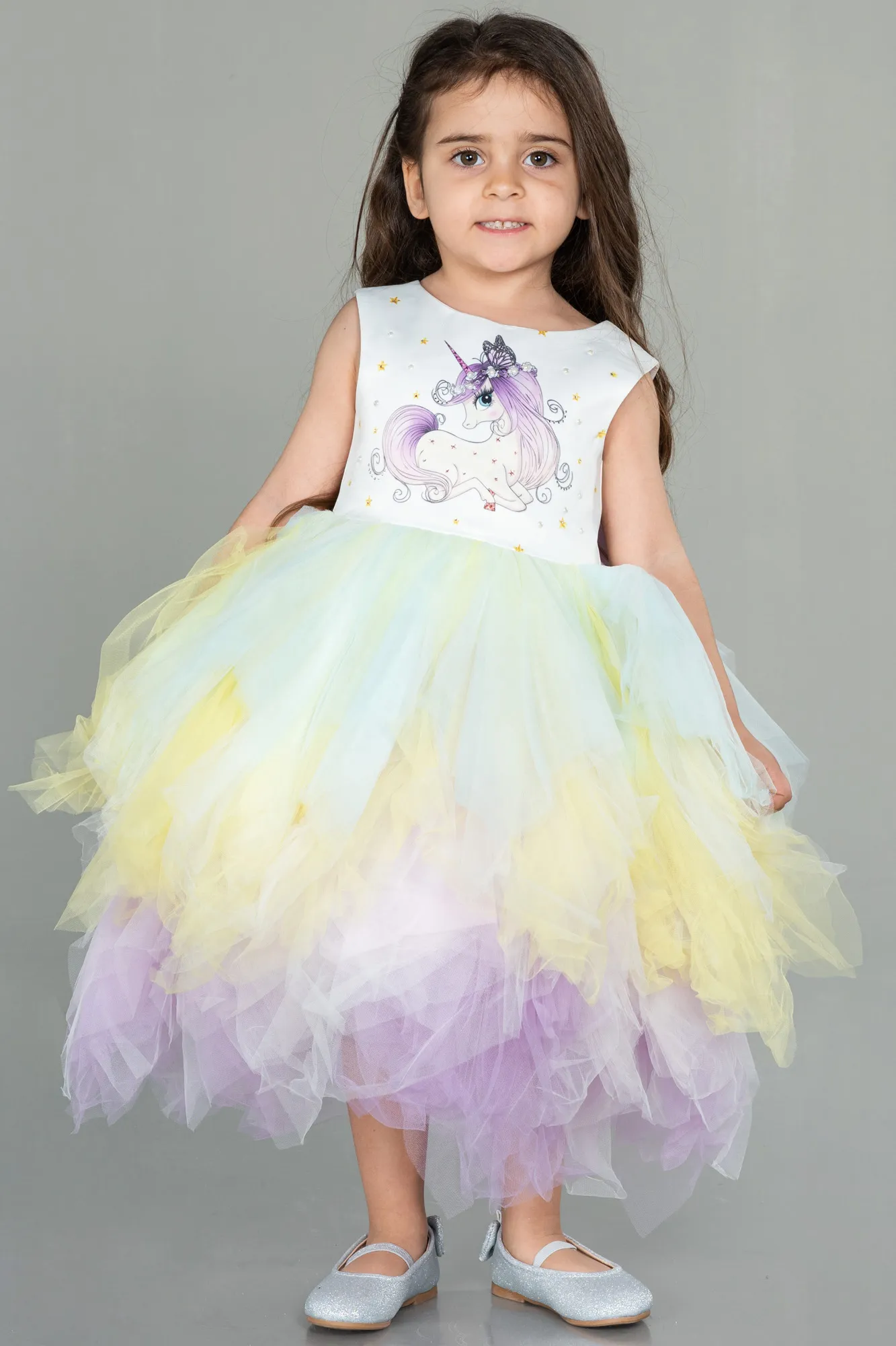 Ecru-Long Girl Dress ABU3040