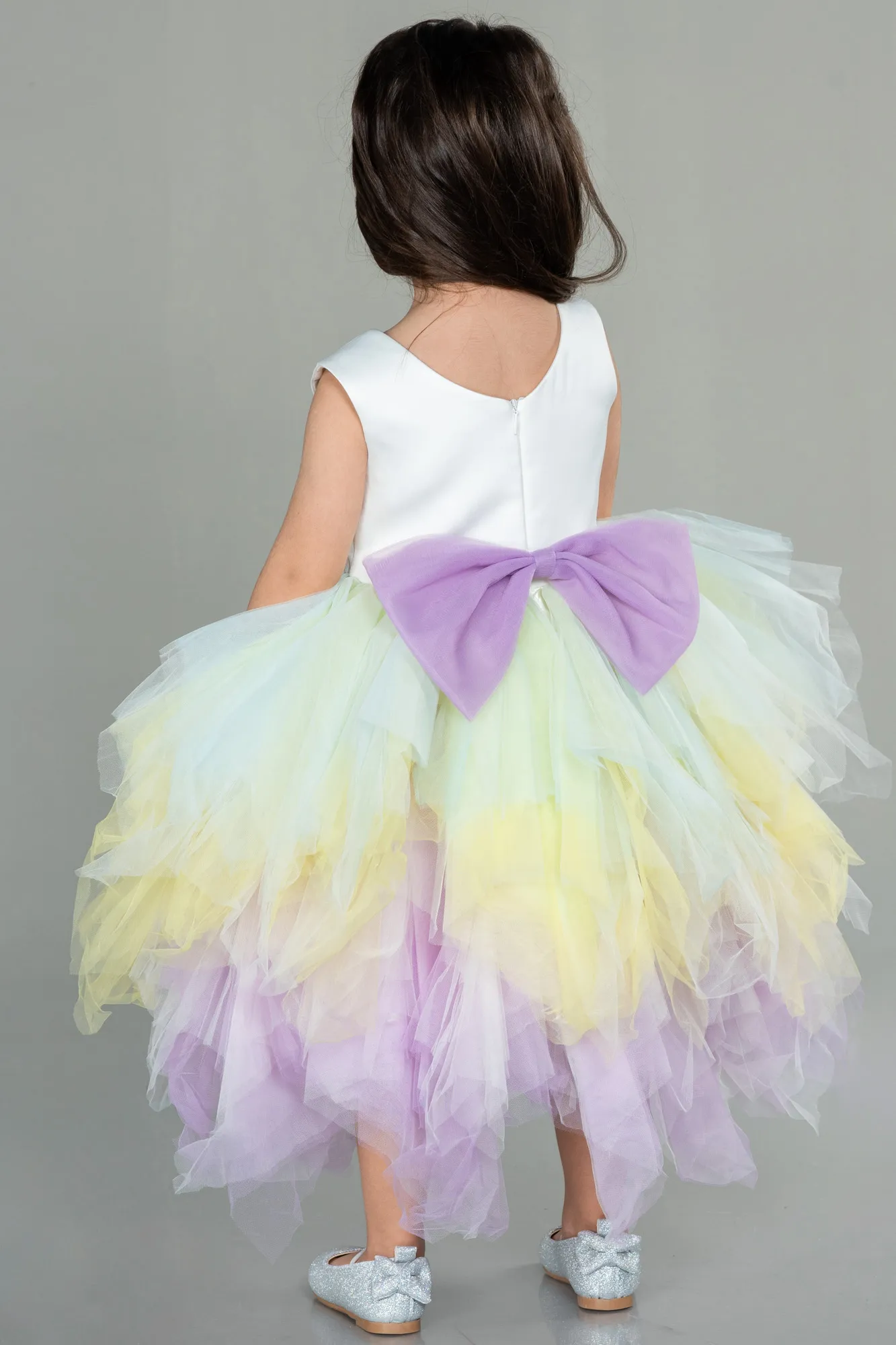 Ecru-Long Girl Dress ABU3040