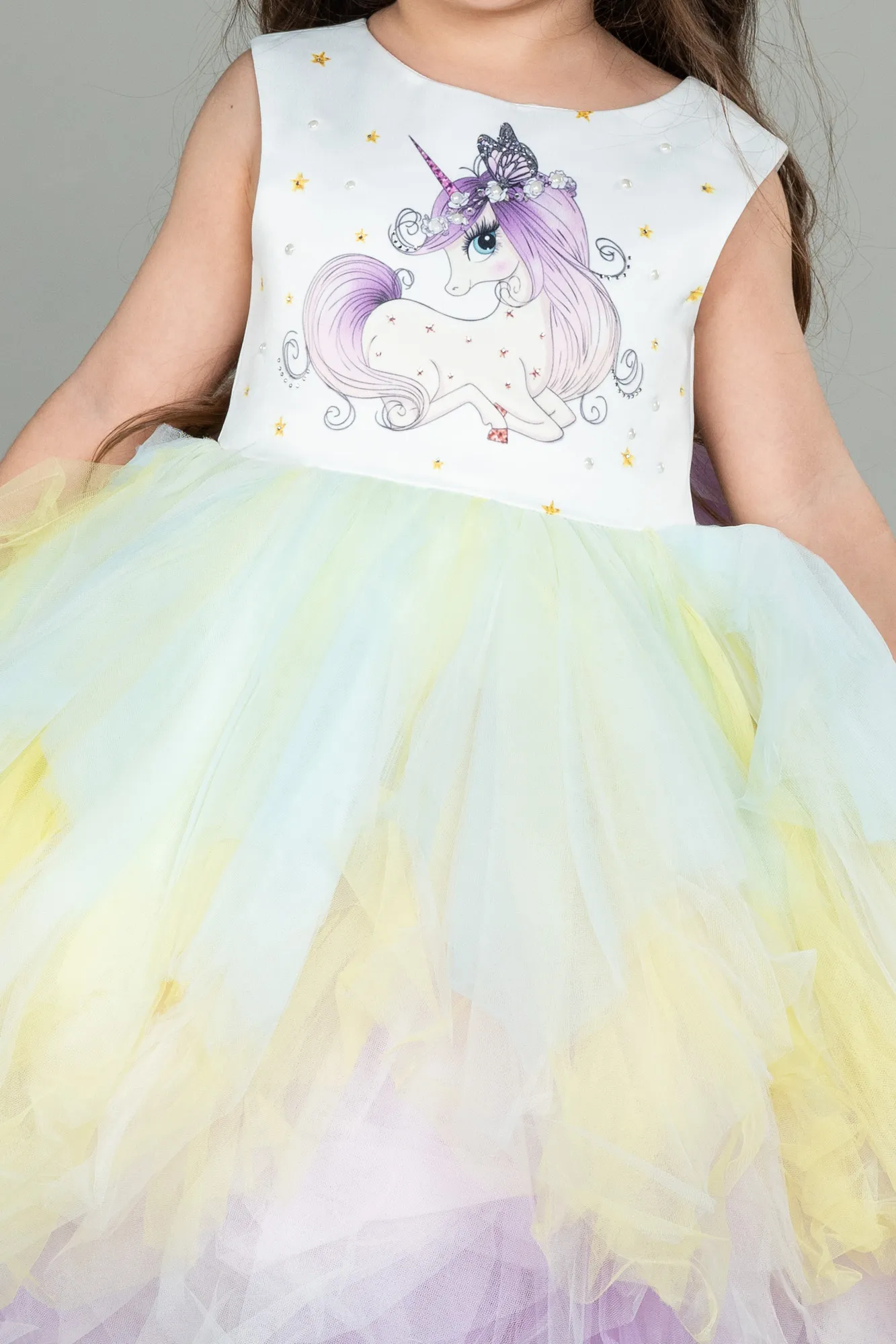 Ecru-Long Girl Dress ABU3040