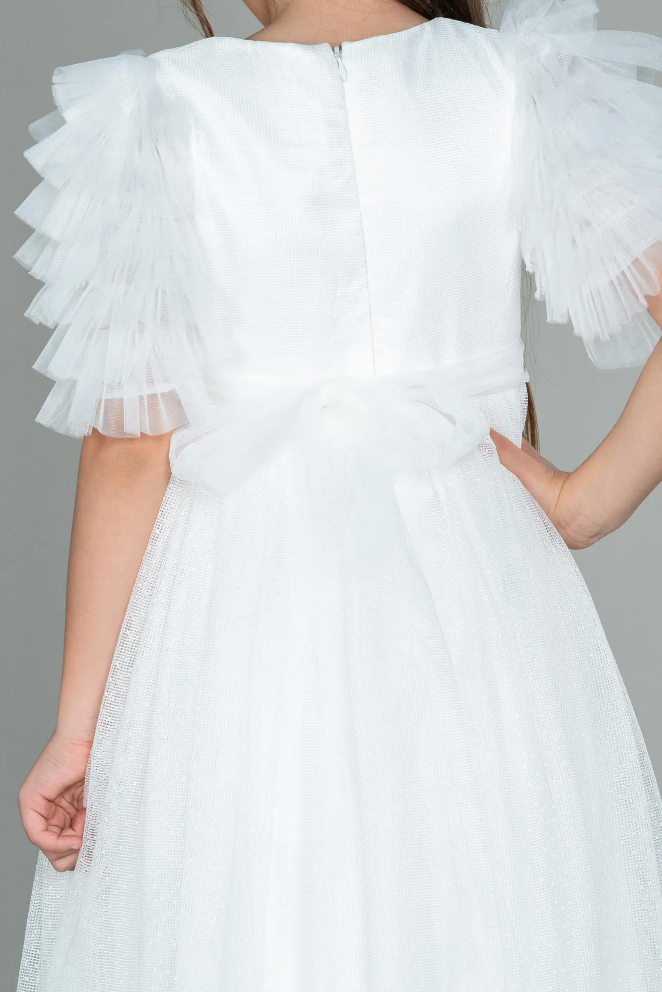 Ecru-Long Girl Dress ABU3046