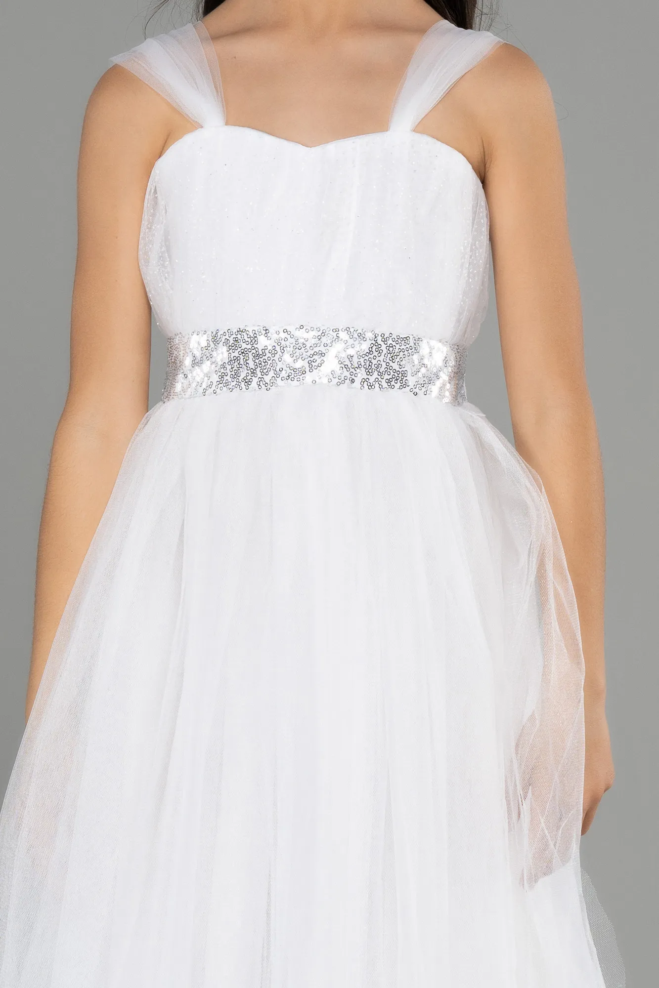 Ecru-Long Girl Dress ABU3566