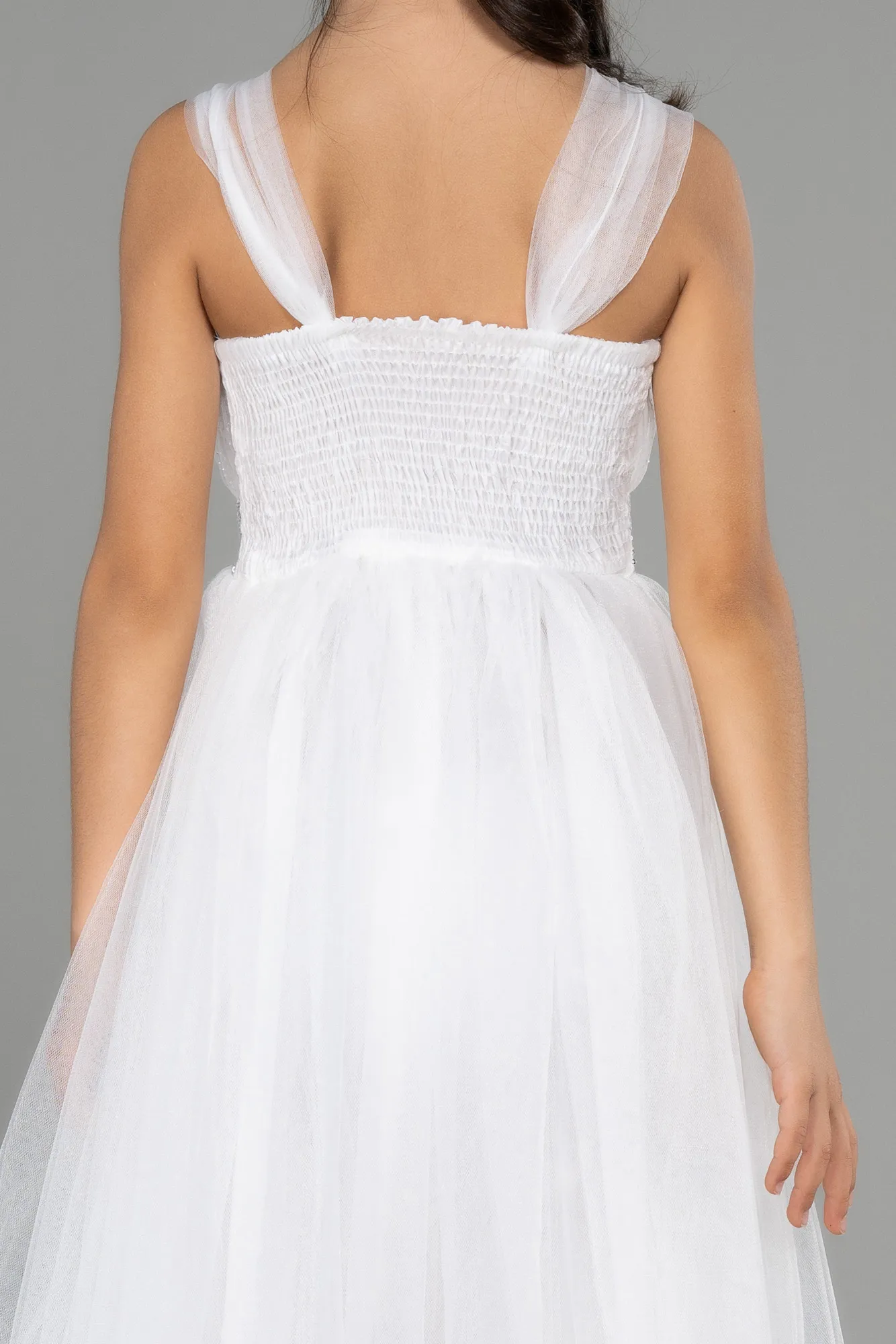 Ecru-Long Girl Dress ABU3566