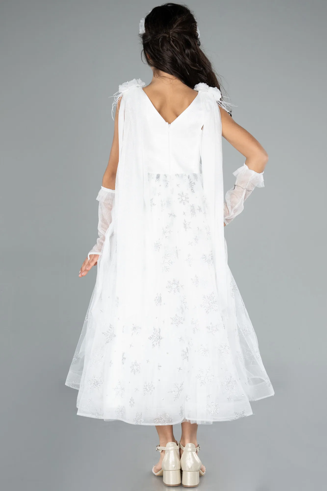 Ecru-Long Girl Dress ABU3724