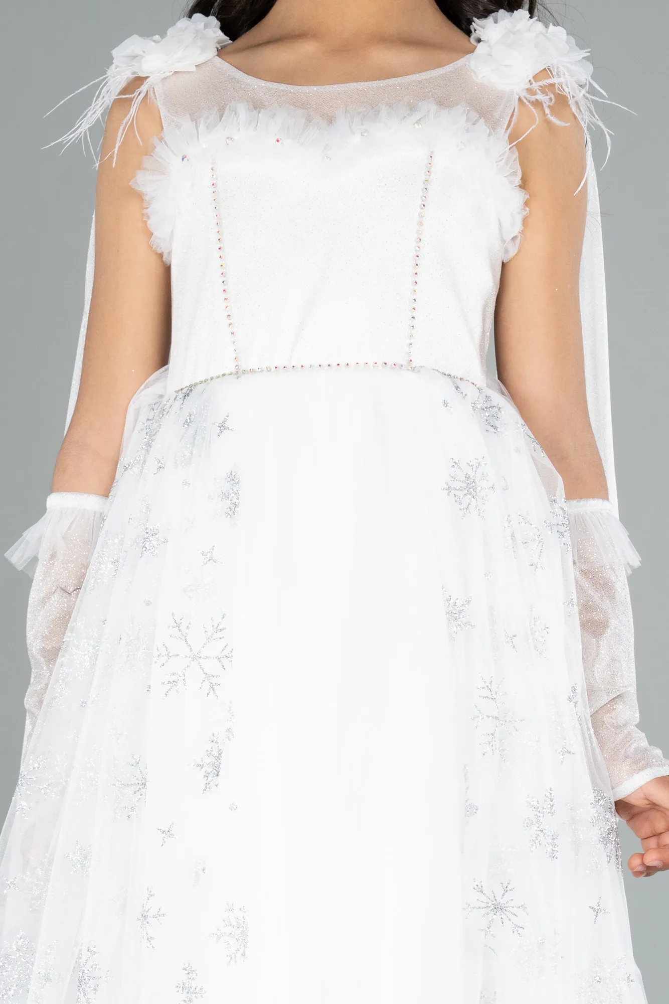 Ecru-Long Girl Dress ABU3724