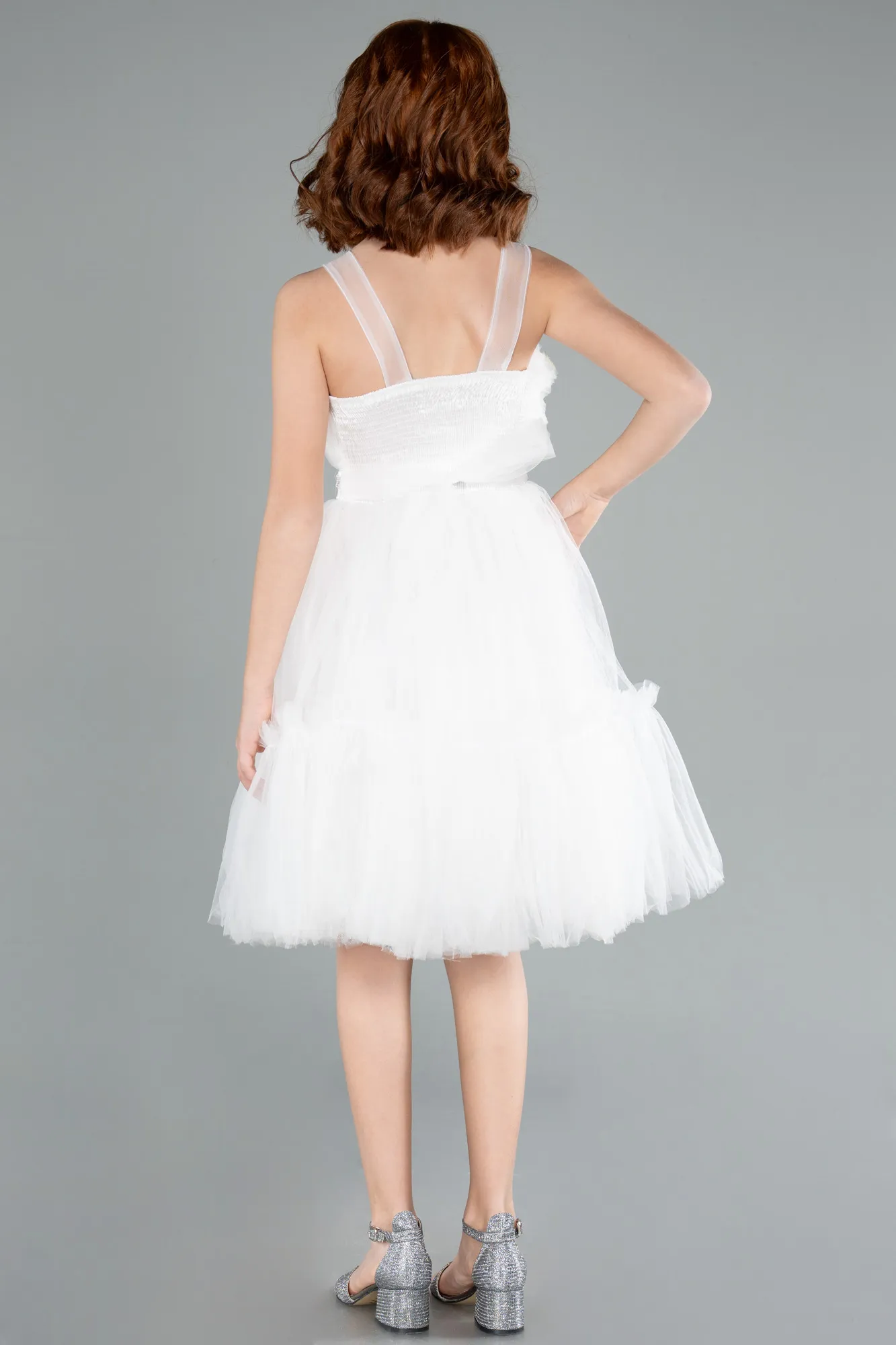 Ecru-Long Girl Dress ABU4221