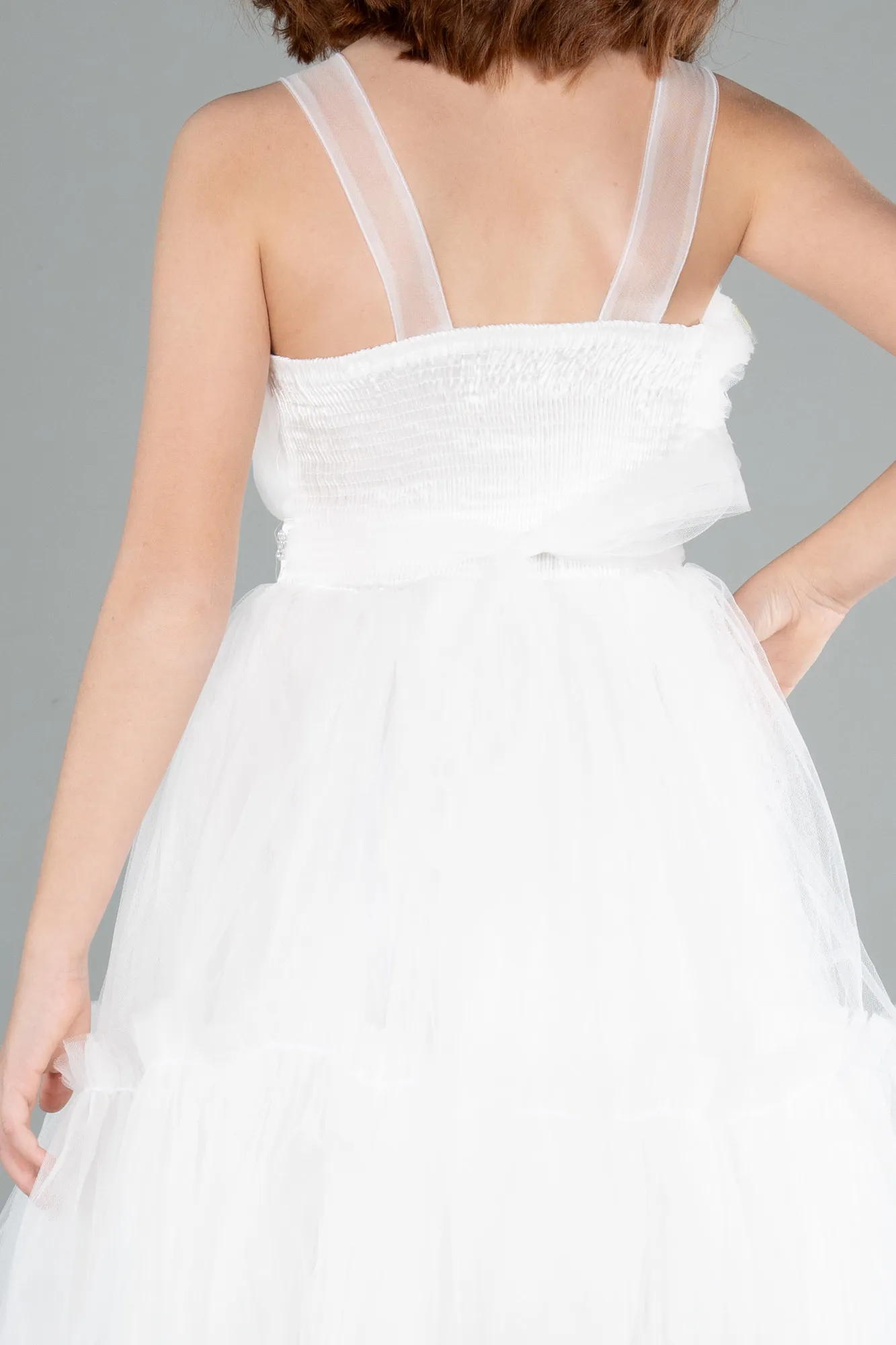 Ecru-Long Girl Dress ABU4221