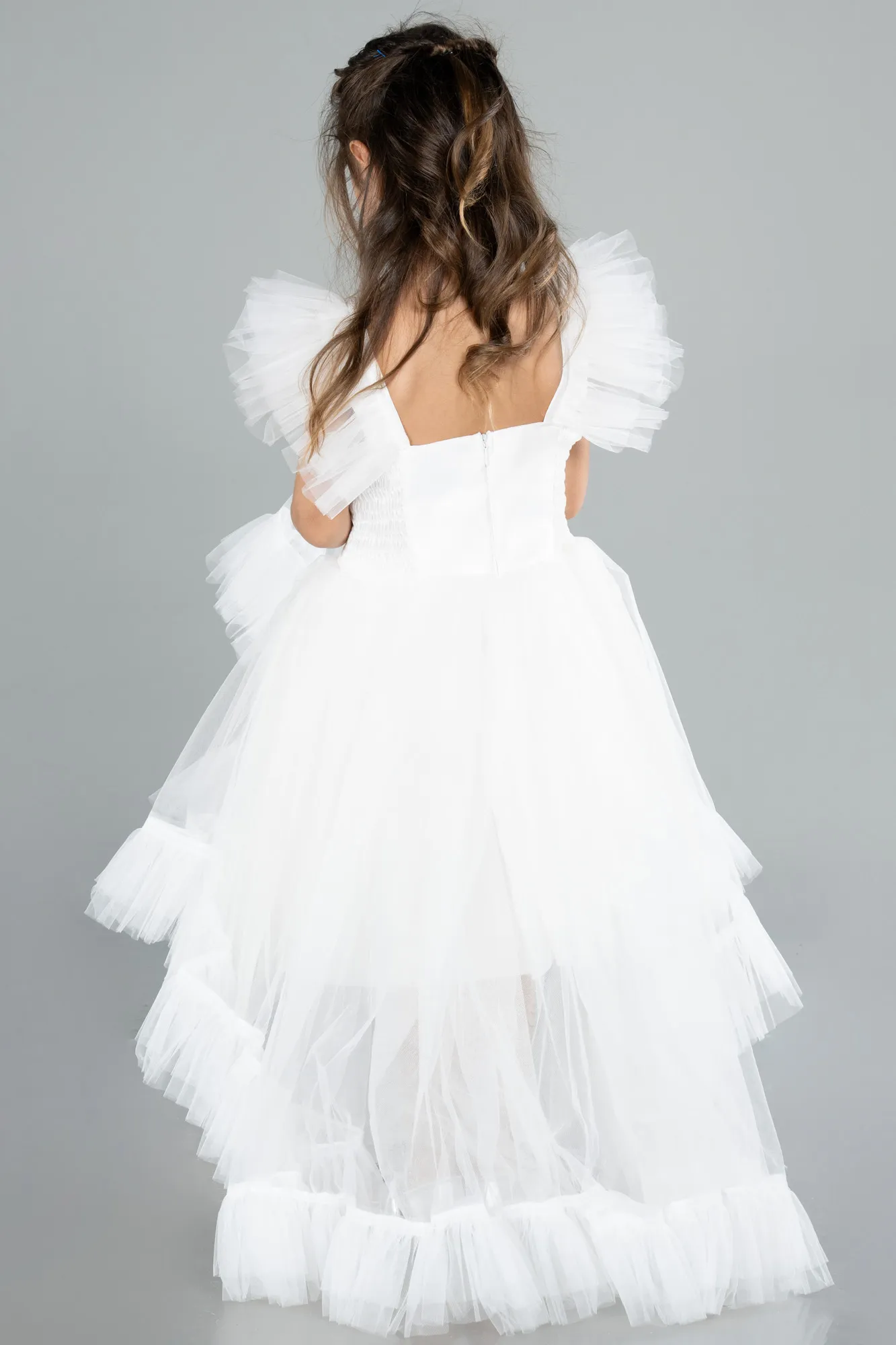 Ecru-Long Girl Dress ABU4239