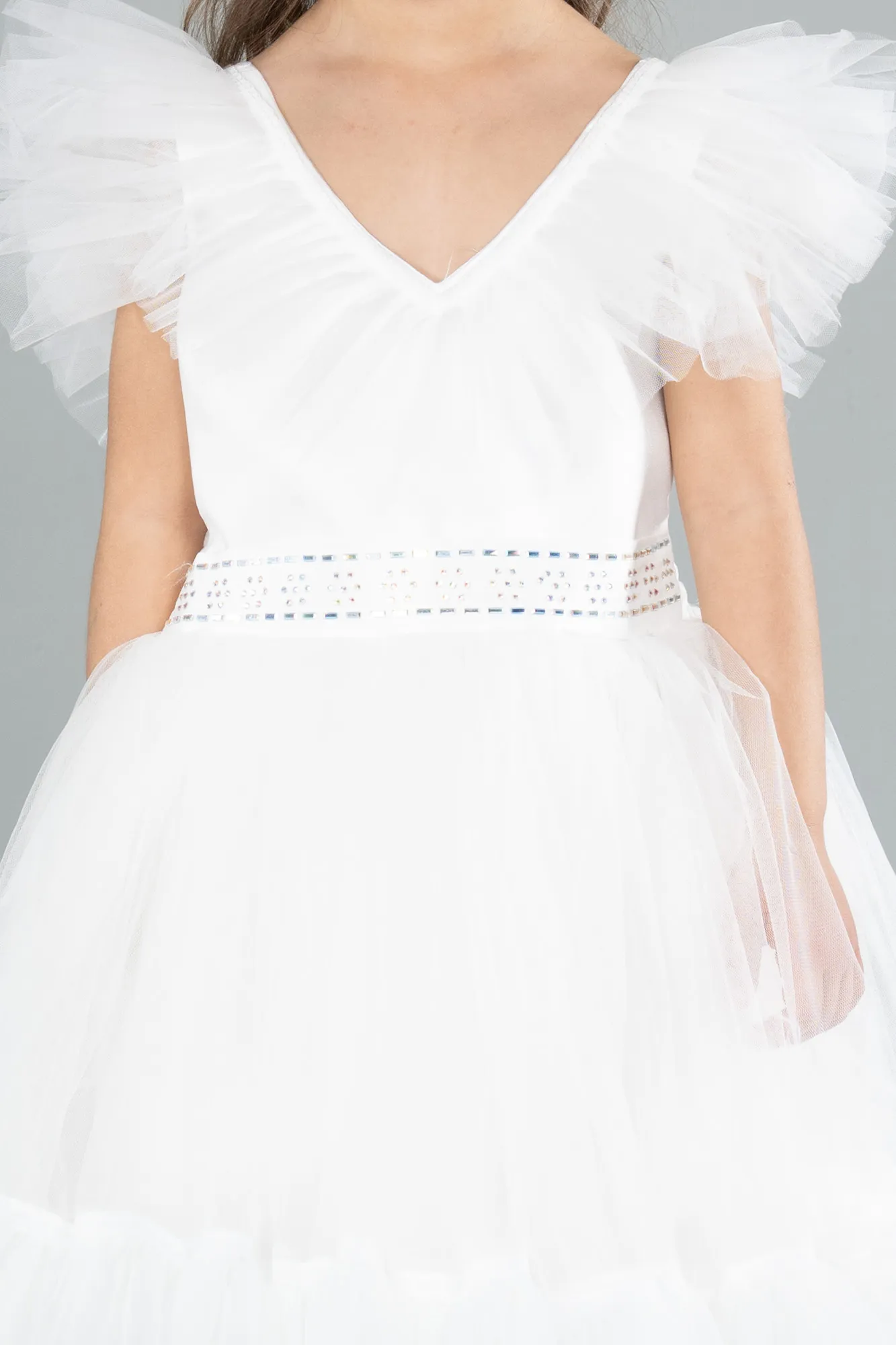 Ecru-Long Girl Dress ABU4239