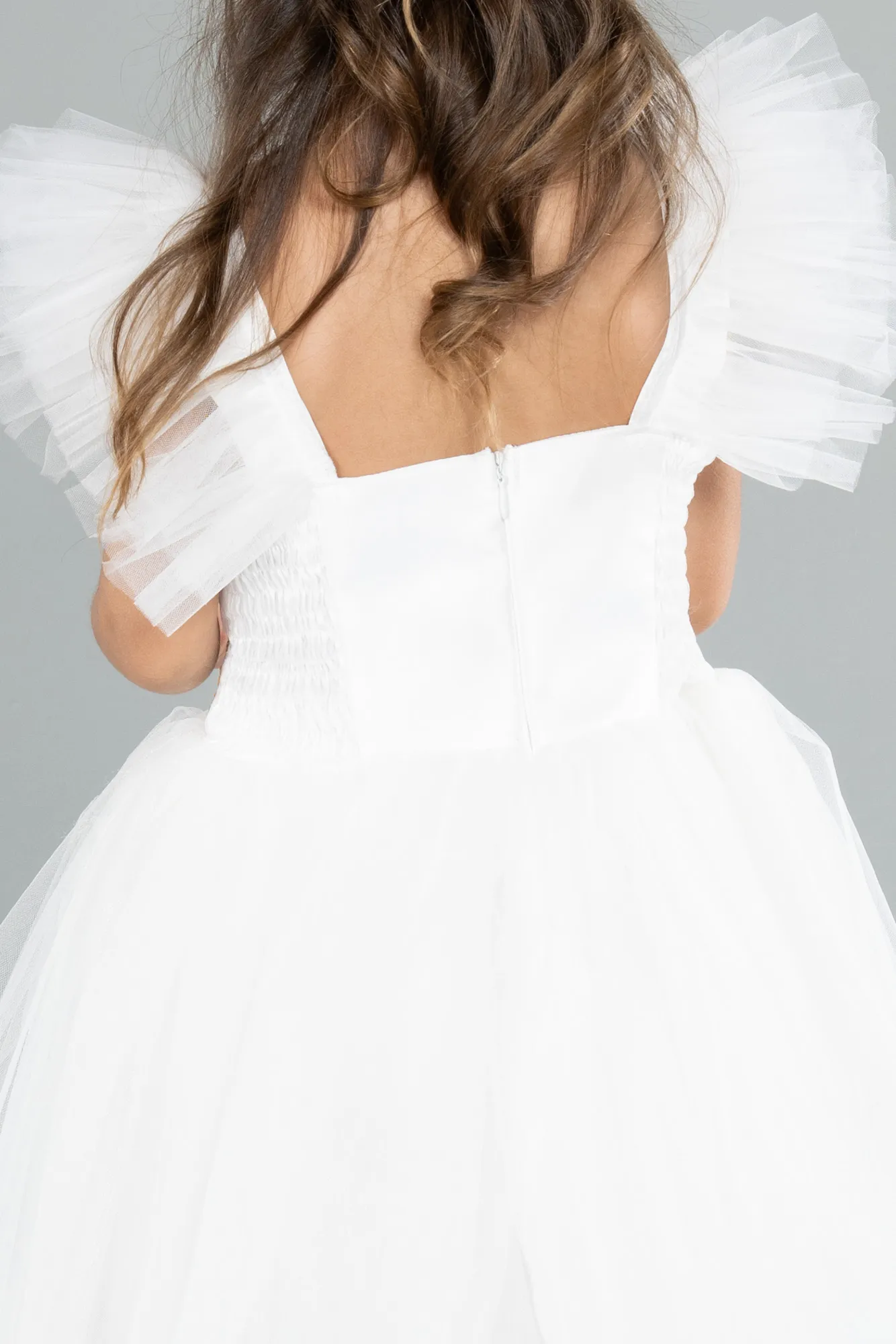 Ecru-Long Girl Dress ABU4239