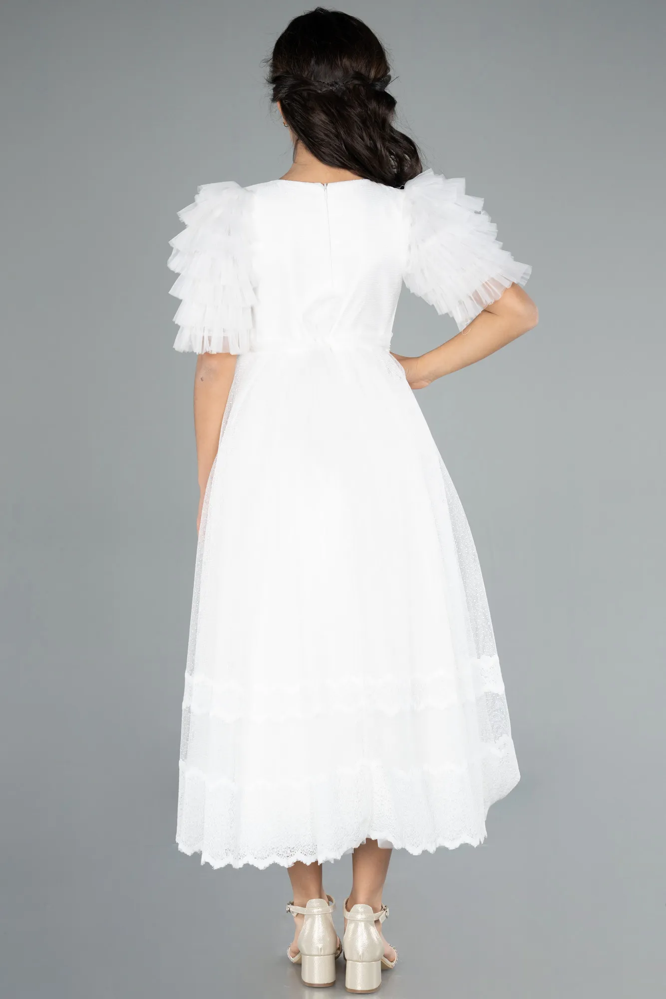 Ecru-Long Girl Dress ABU4414