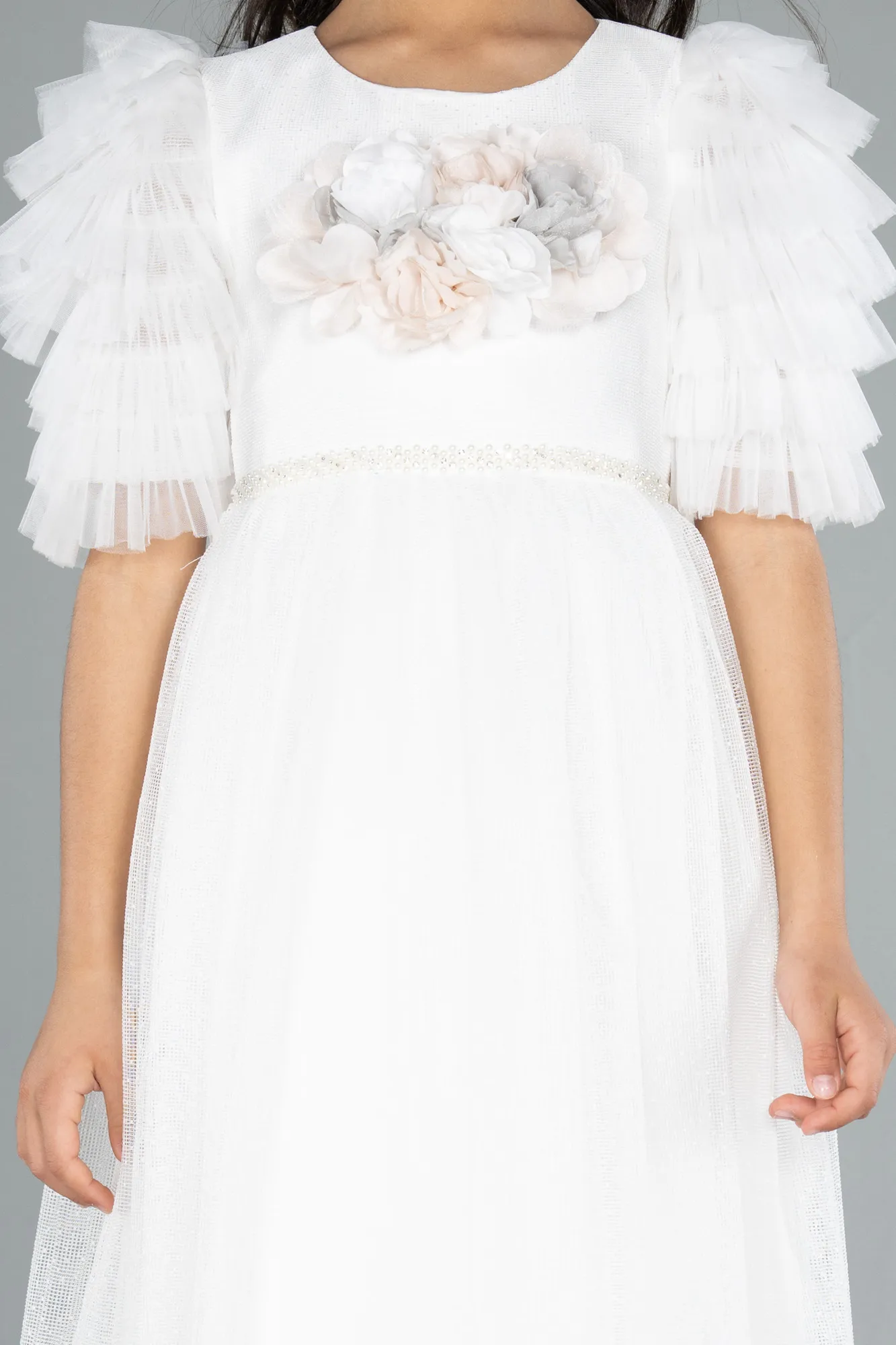 Ecru-Long Girl Dress ABU4414