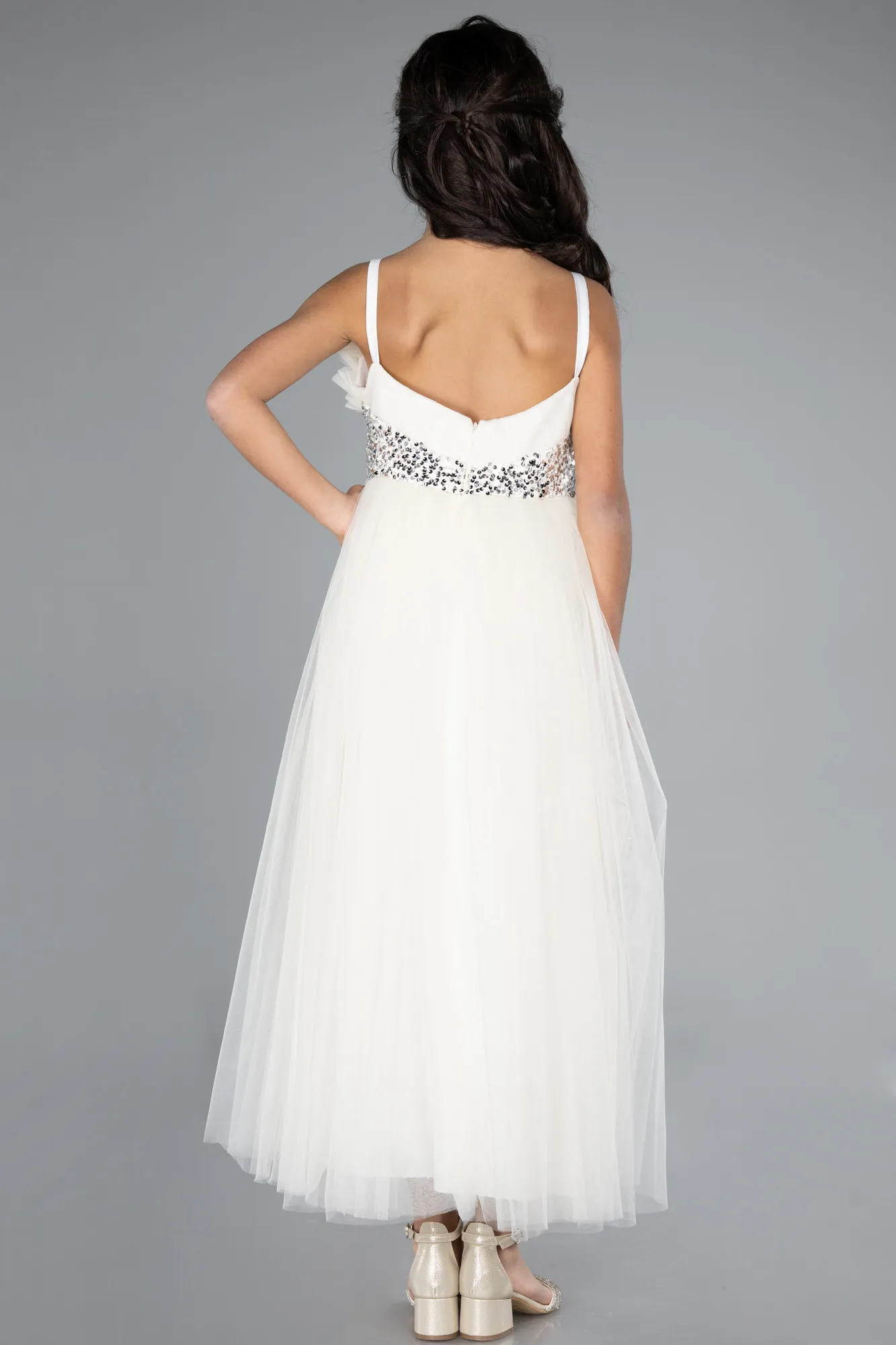 Ecru-Long Girl Dress ABU4830