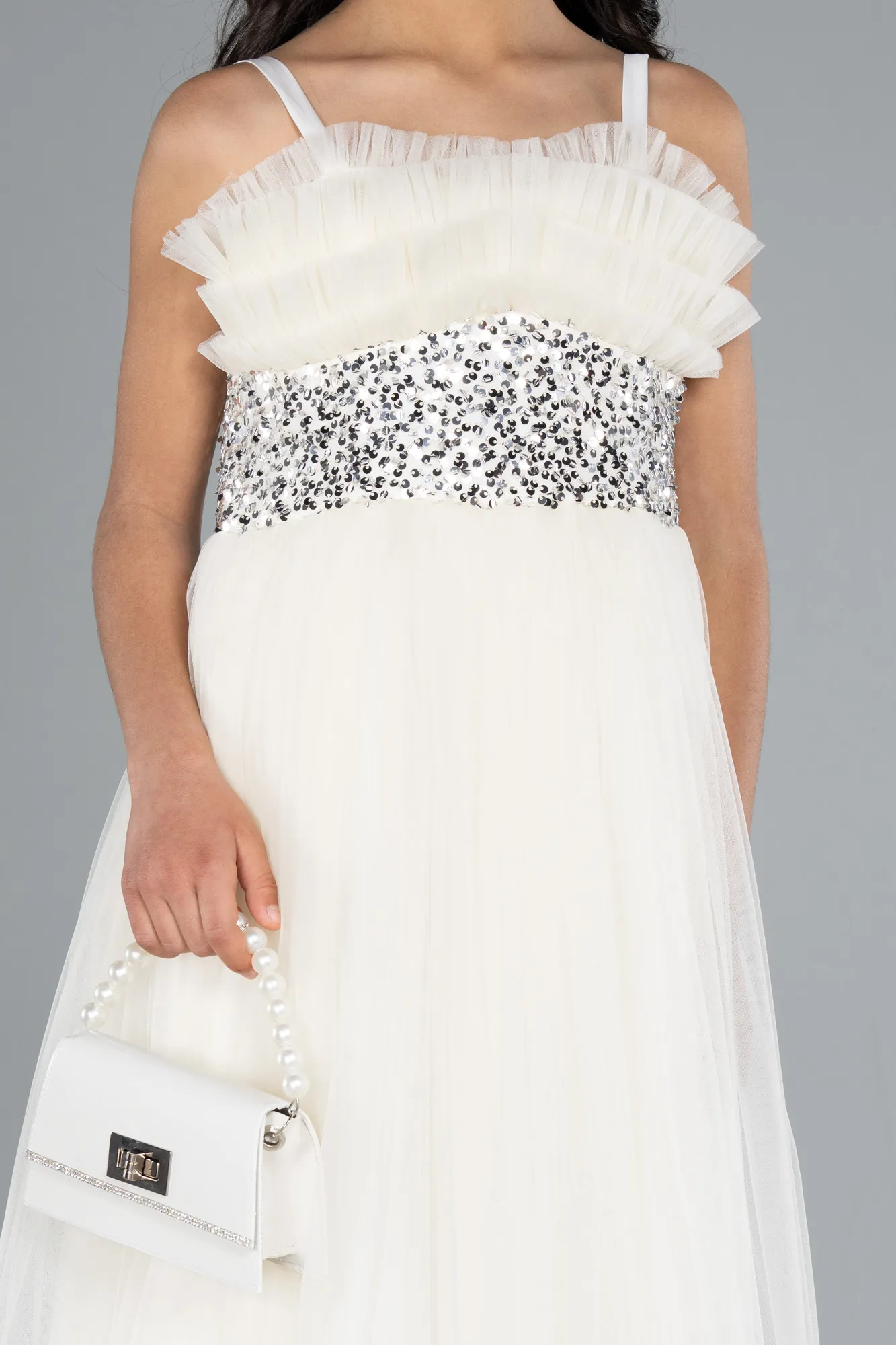 Ecru-Long Girl Dress ABU4830