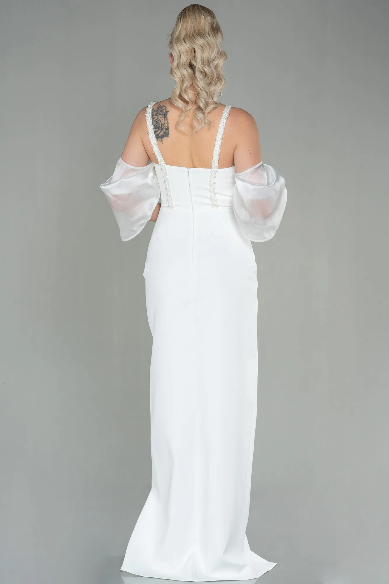 Ecru-Long Invitation Dress ABU2911