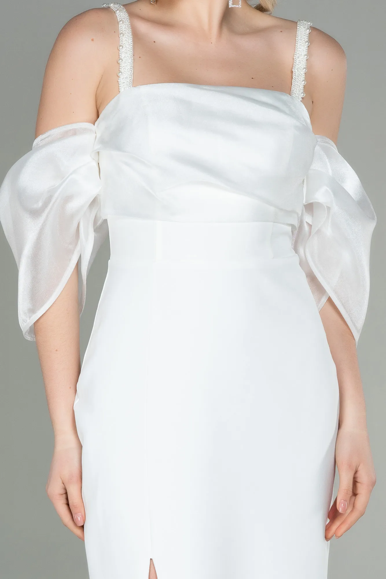 Ecru-Long Invitation Dress ABU2911