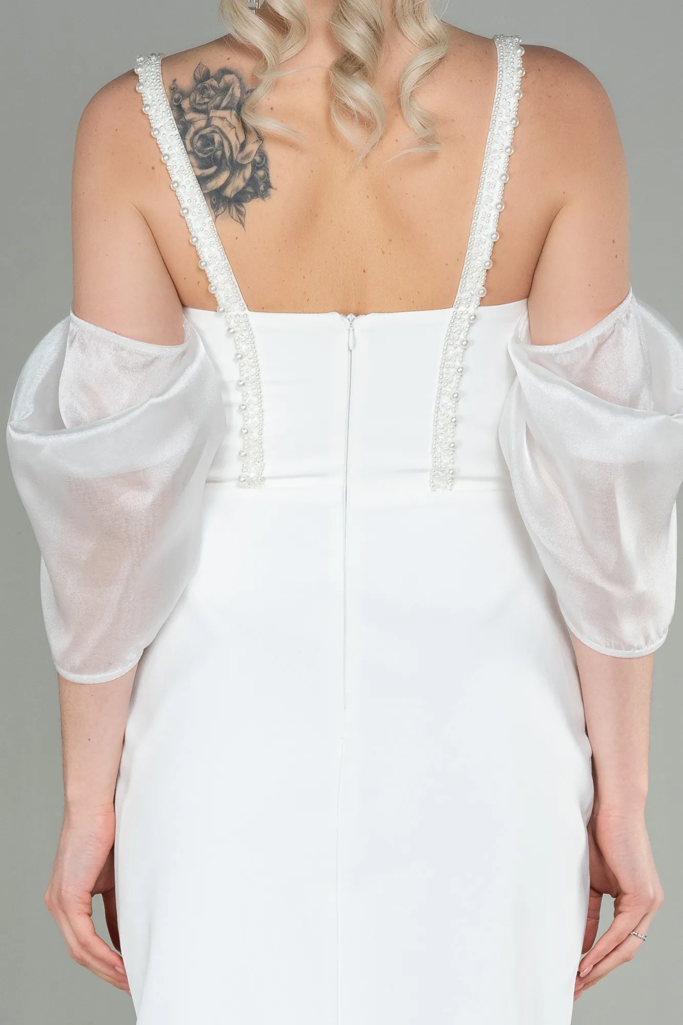 Ecru-Long Invitation Dress ABU2911