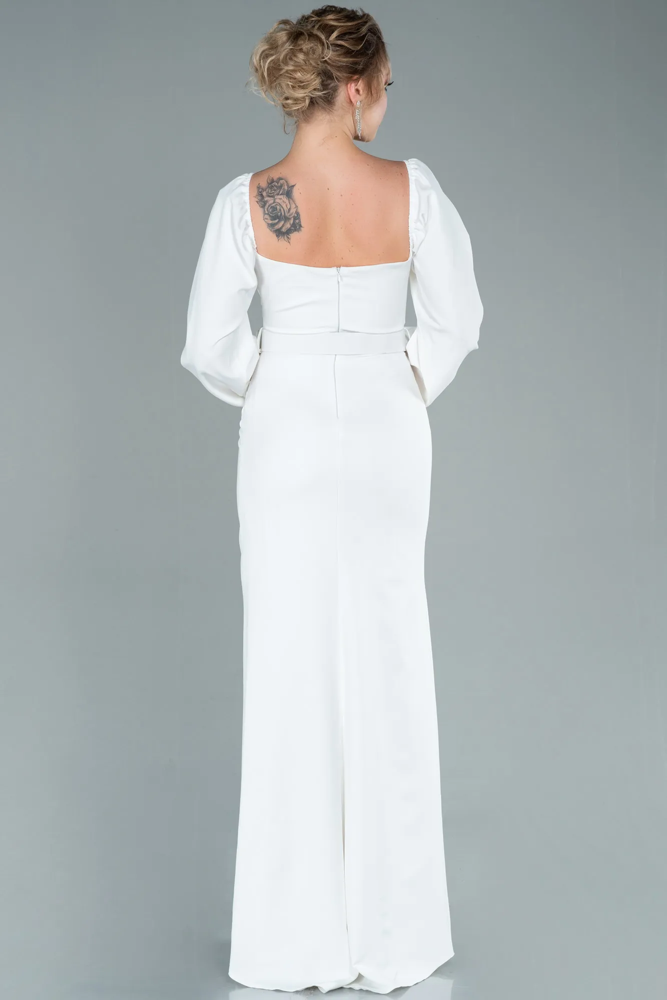 Ecru-Long Mermaid Evening Dress ABU2280