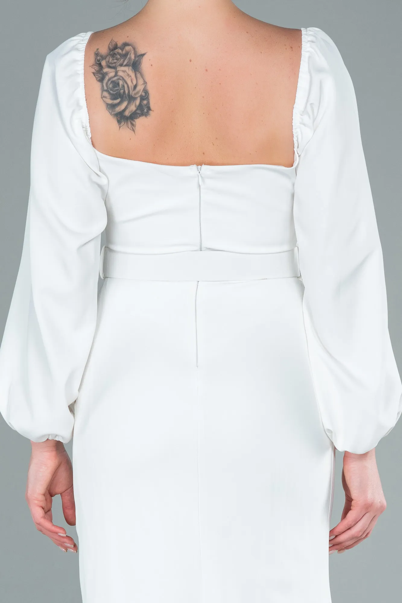 Ecru-Long Mermaid Evening Dress ABU2280