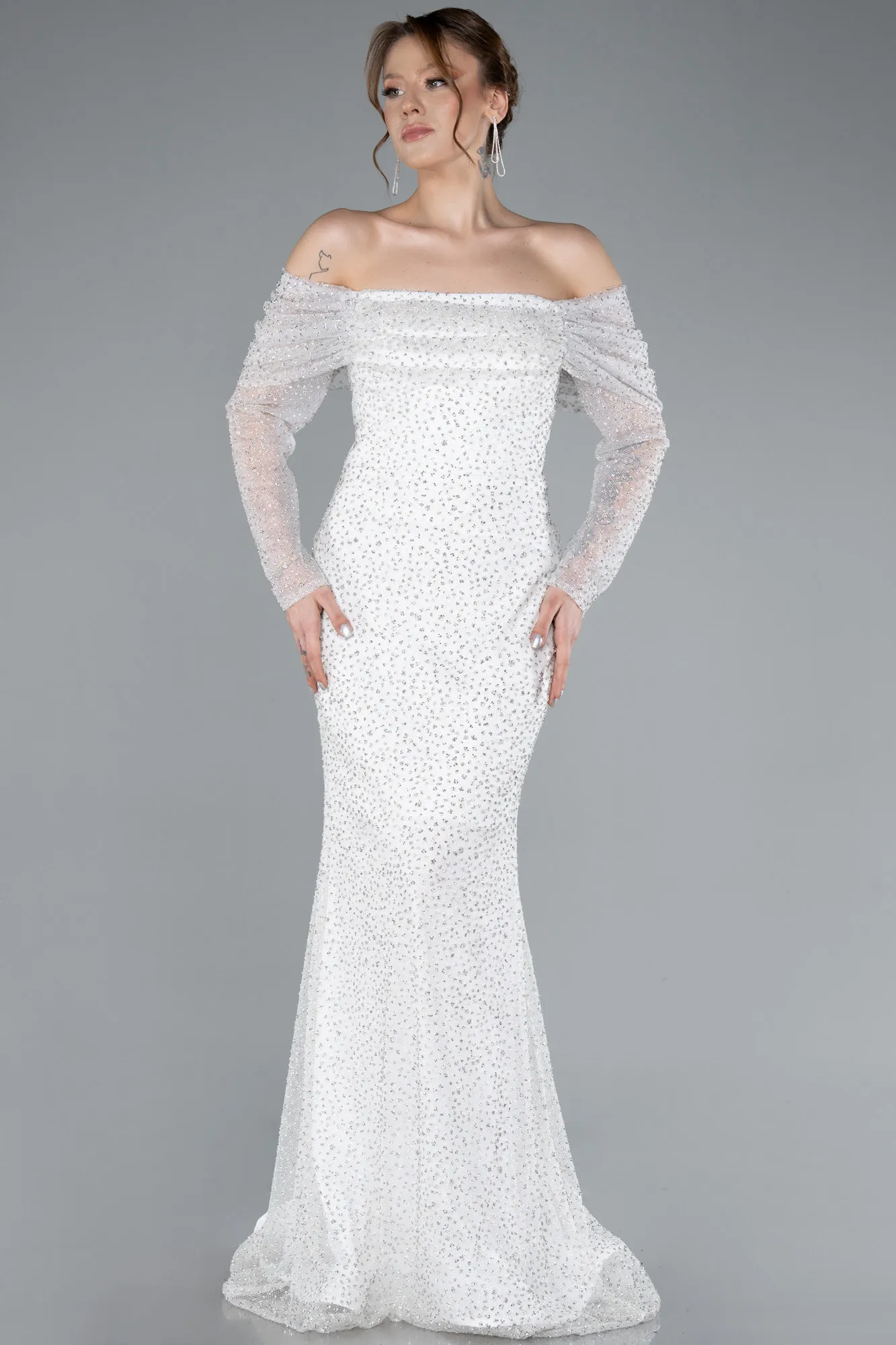 Ecru-Long Mermaid Prom Dress ABU3756