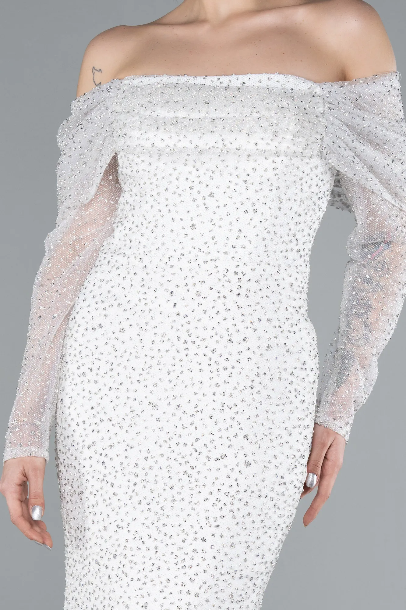 Ecru-Long Mermaid Prom Dress ABU3756