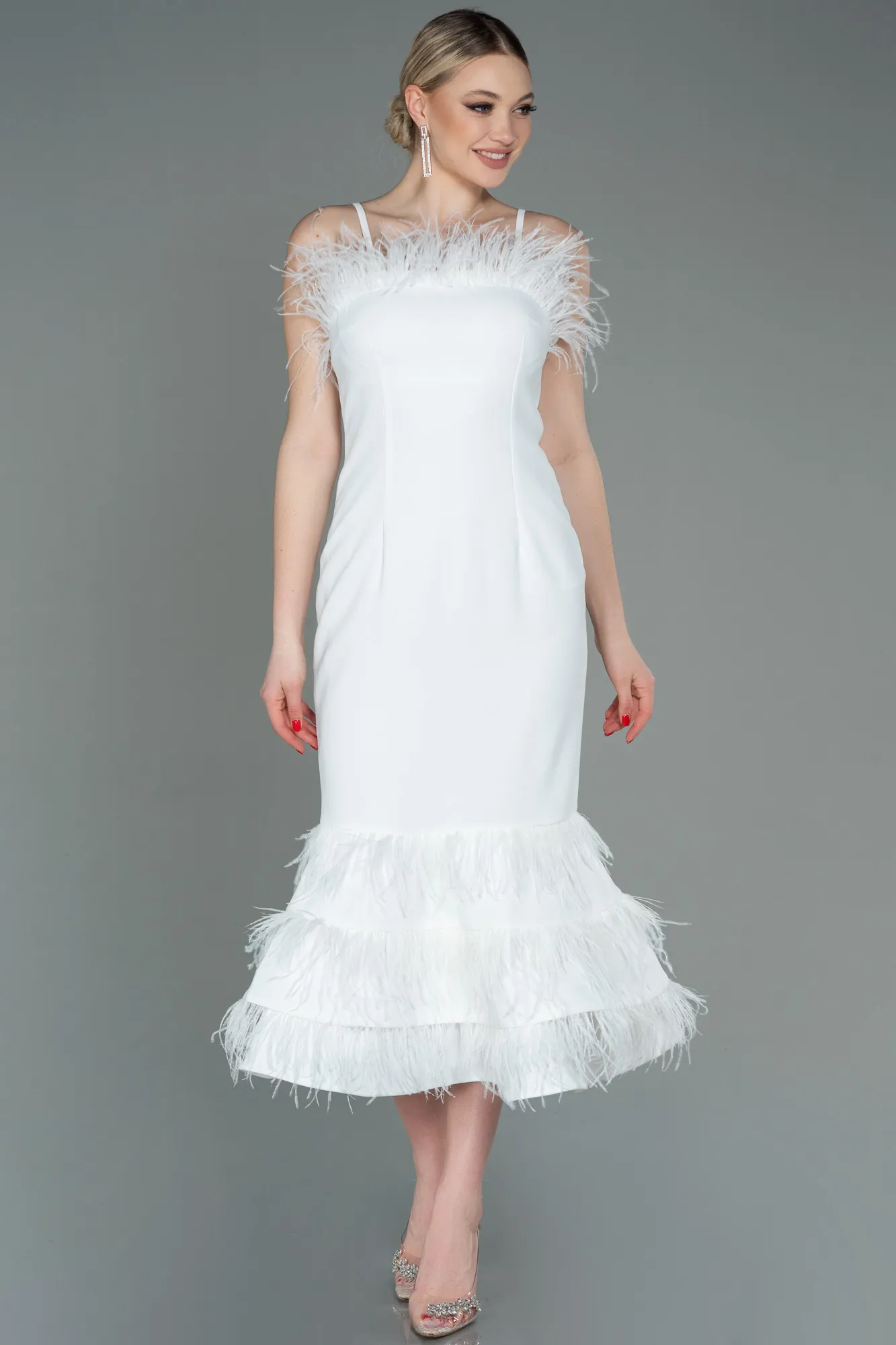 Ecru-Long Night Dress ABU3079