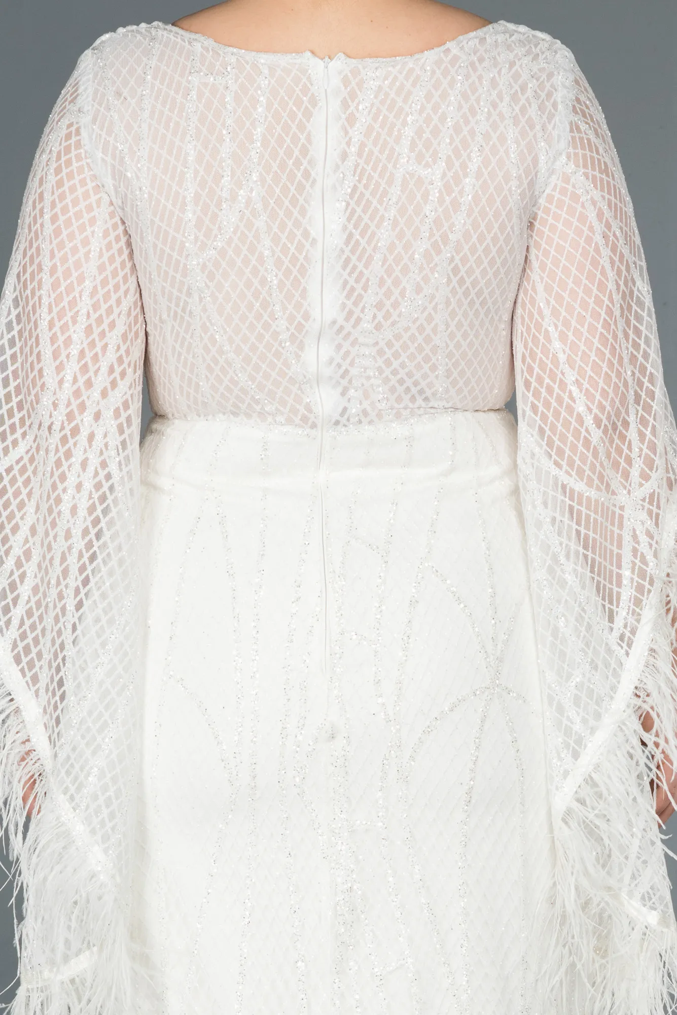 Ecru-Long Oversized Evening Dress ABU1219