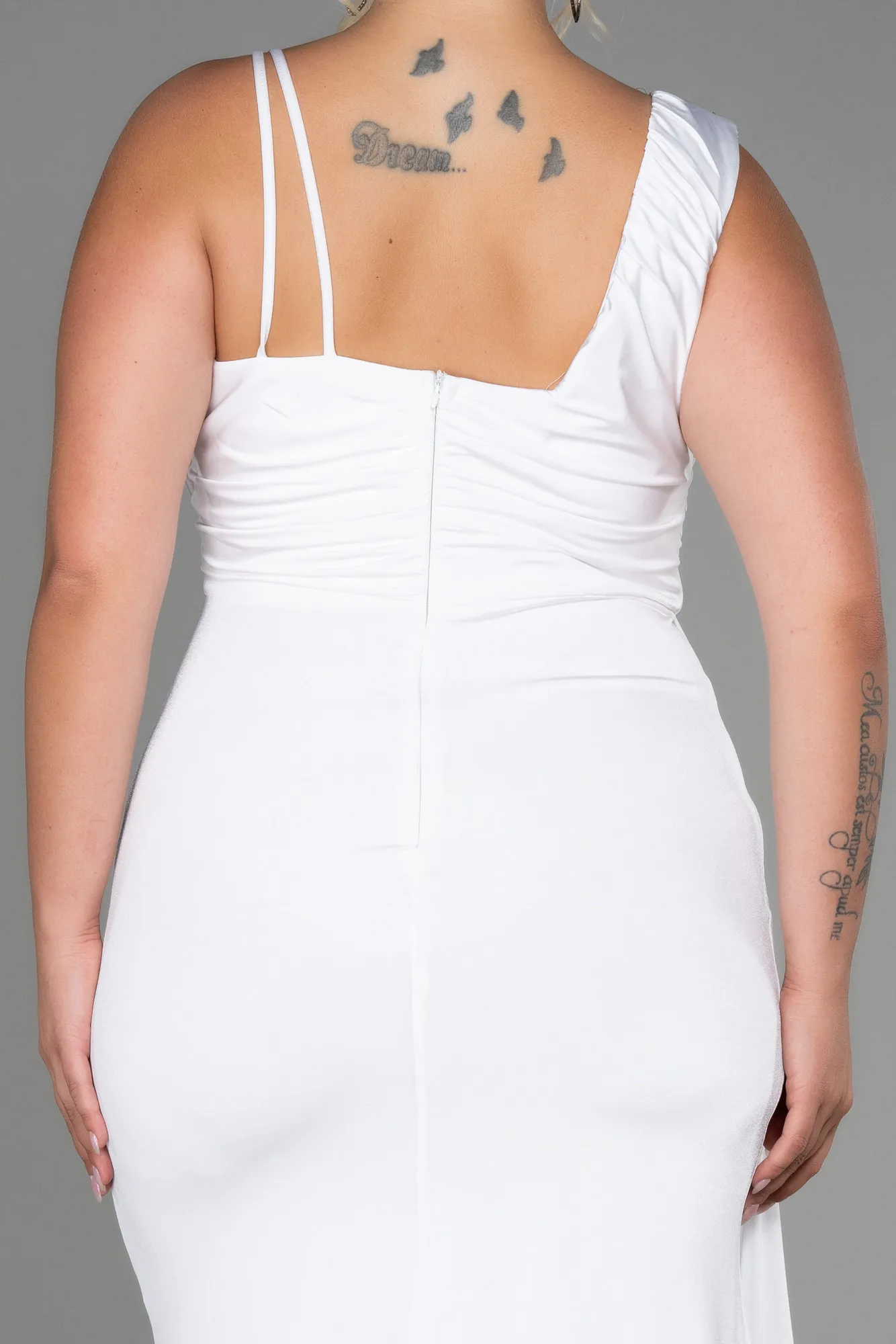 Ecru-Long Oversized Evening Dress ABU3148