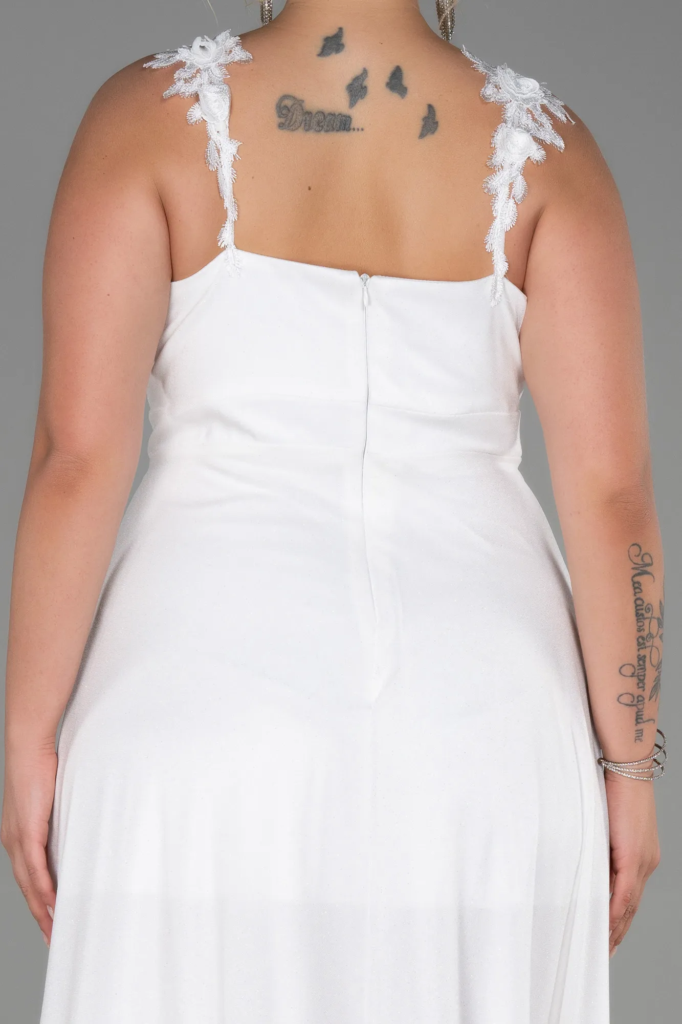 Ecru-Long Oversized Evening Dress ABU3174