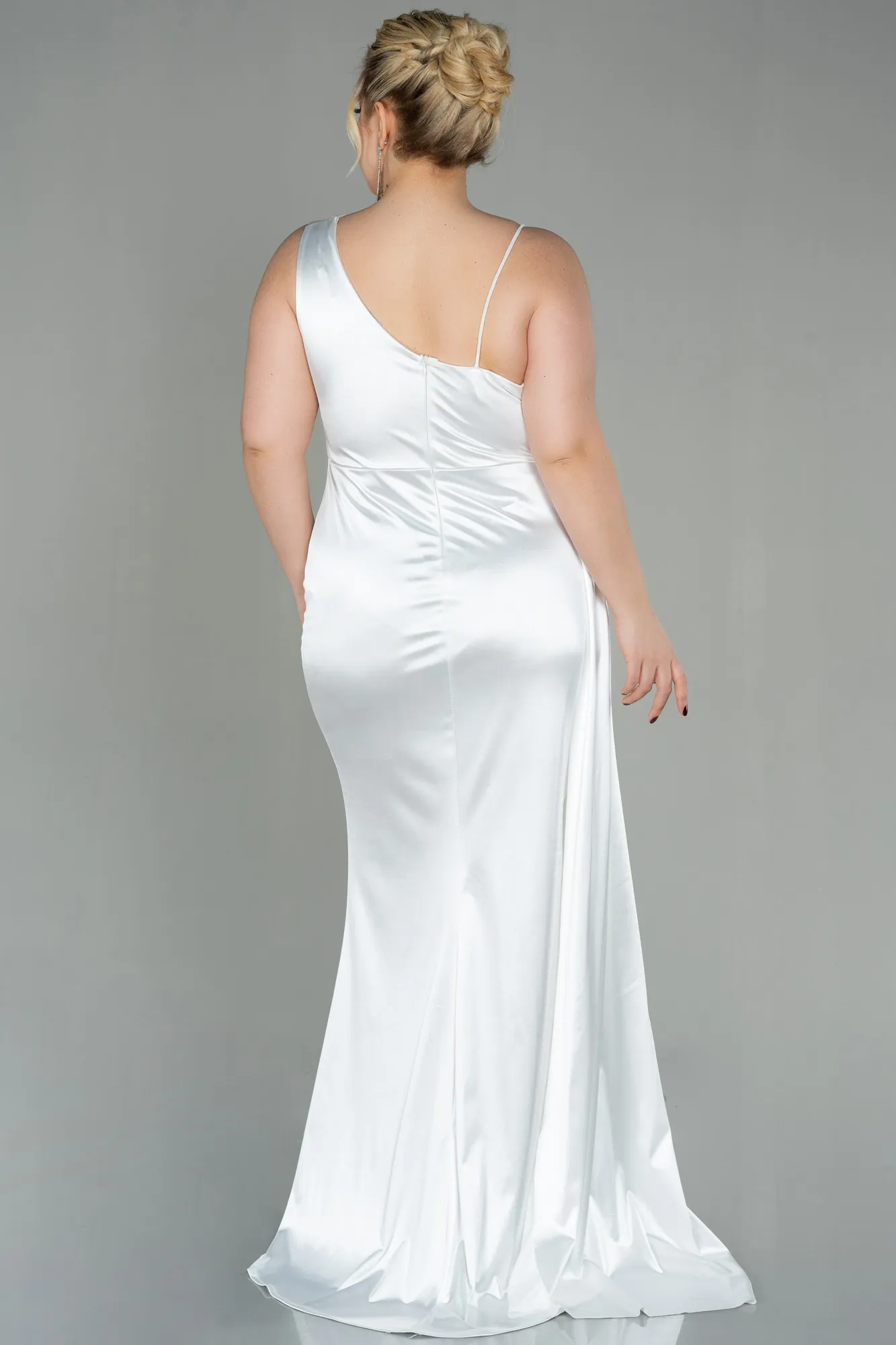 Ecru-Long Plus Size Evening Dress ABU2932