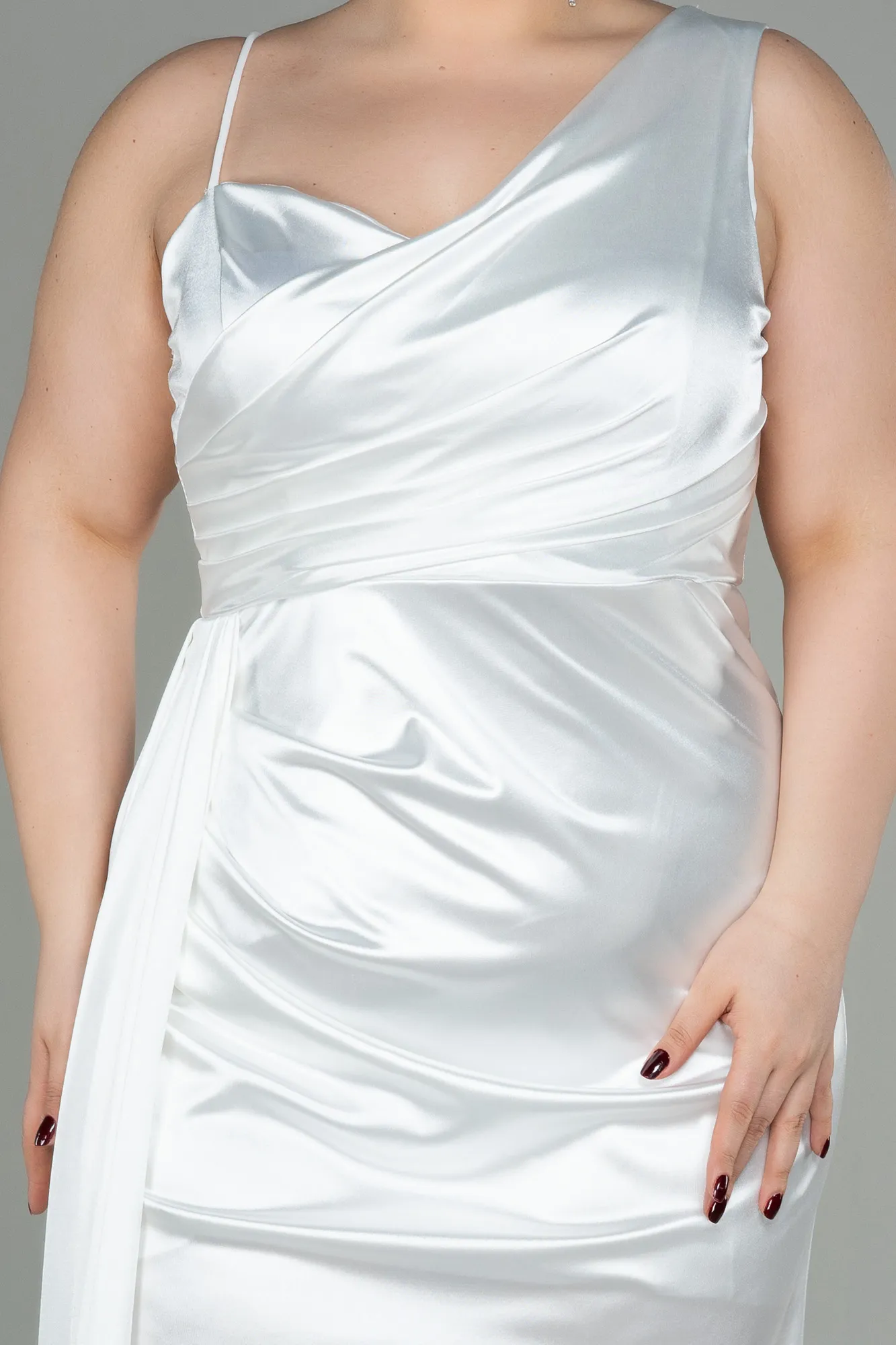 Ecru-Long Plus Size Evening Dress ABU2932