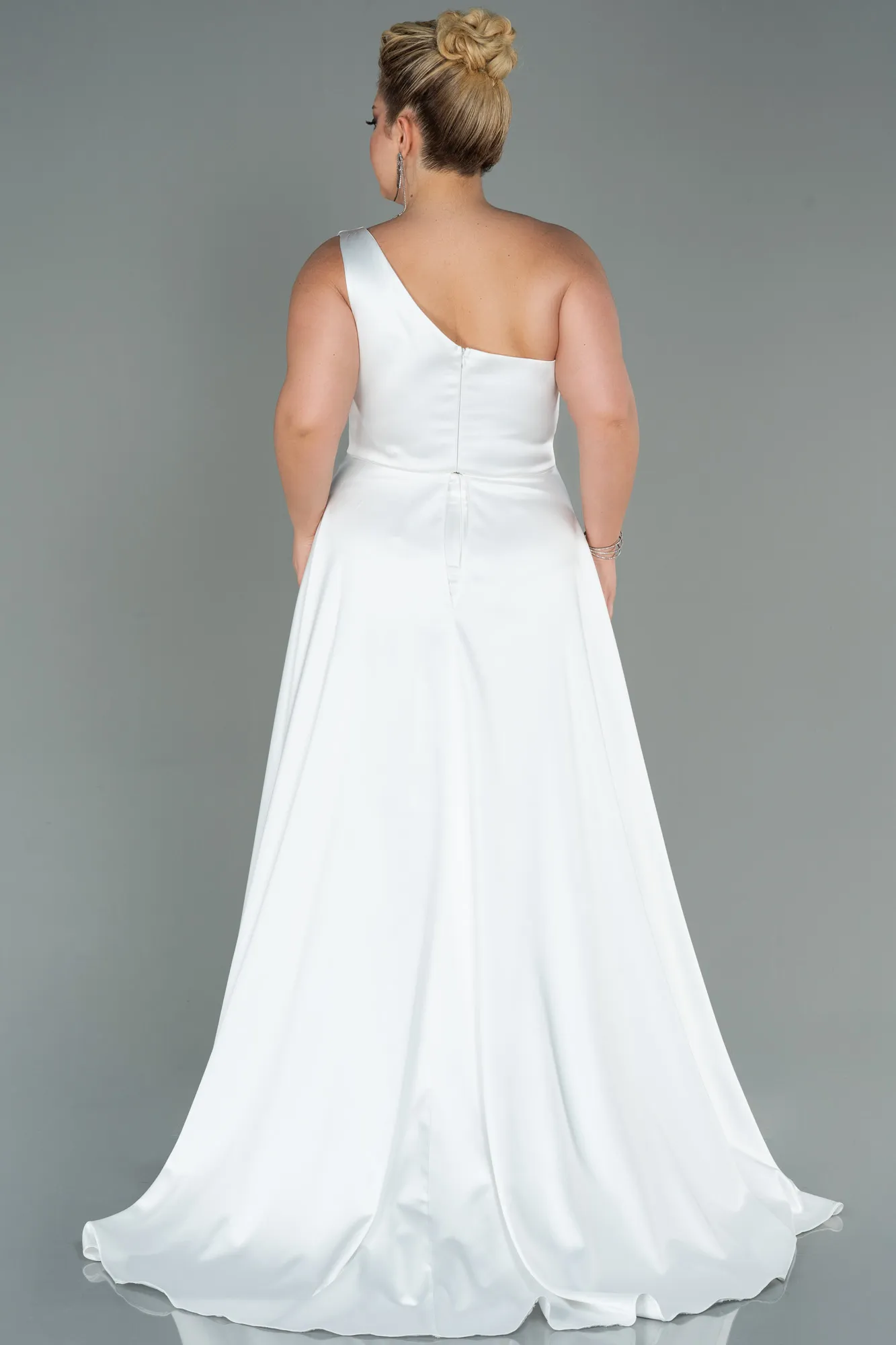 Ecru-Long Plus Size Evening Dress ABU3171