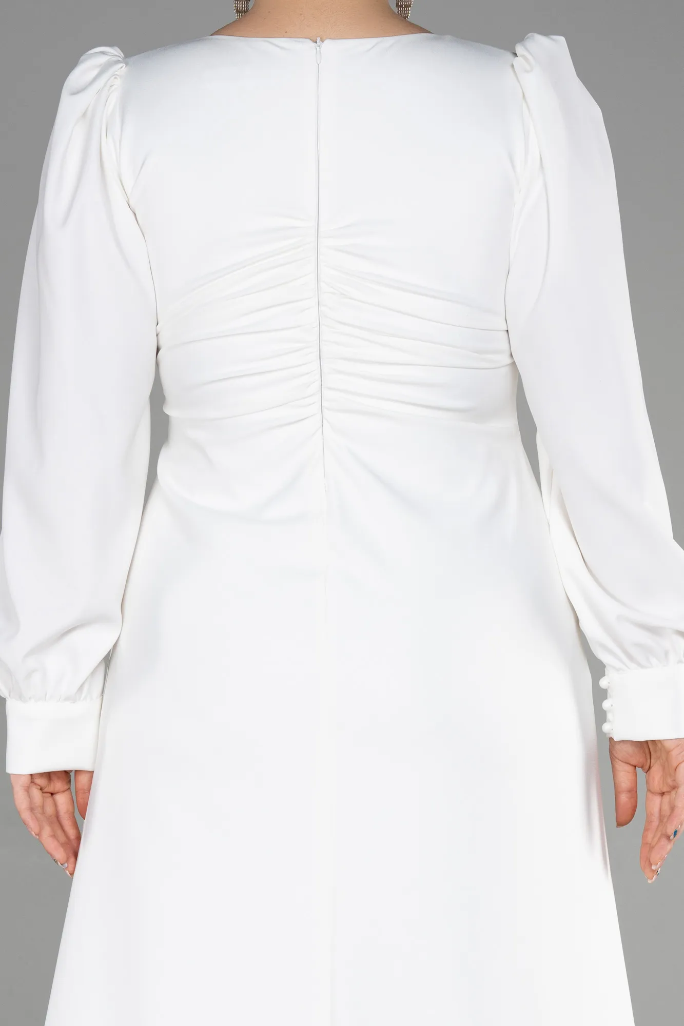 Ecru-Long Plus Size Evening Dress ABU3647