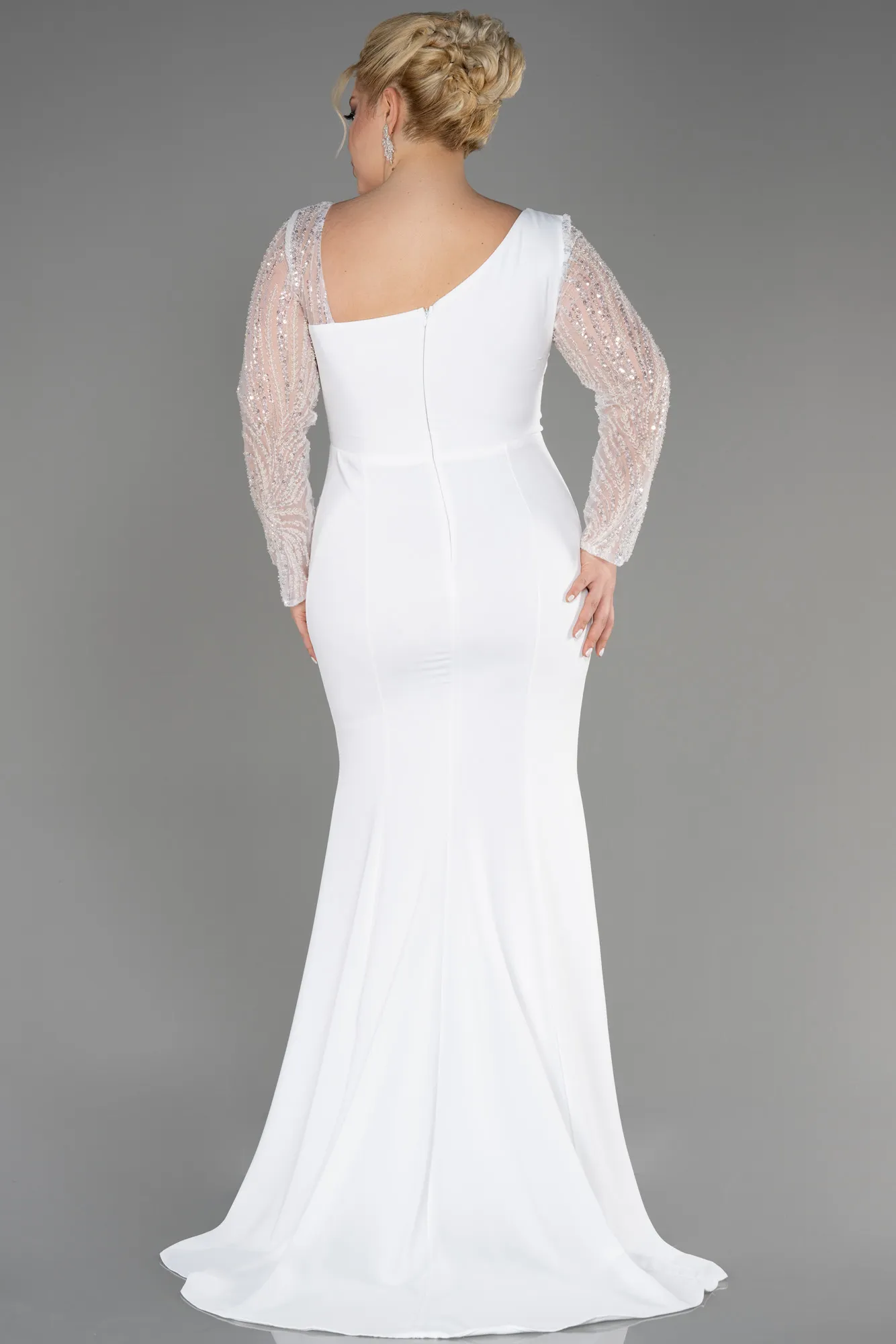 Ecru-Long Plus Size Wedding Dress ABU3713